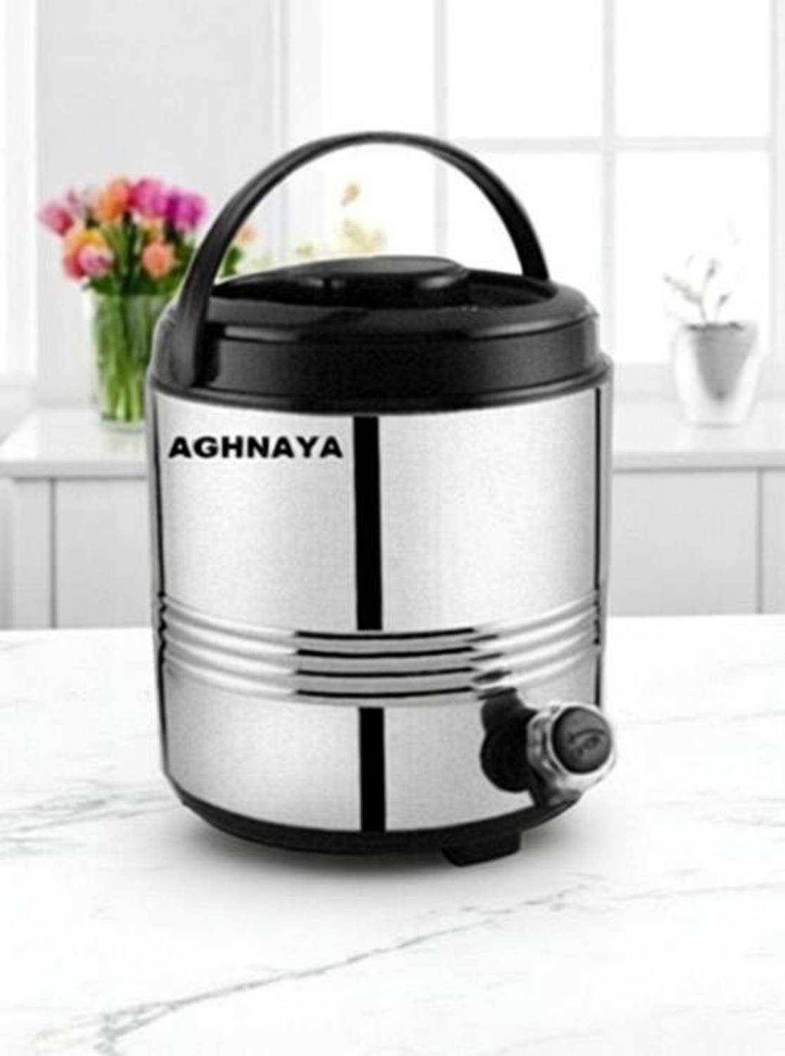 AGHNAYA 5 litre Stainless Steel Camper Water Jug Vacuum Insulated Thermo Flask Water Bottled Water Dispenser
