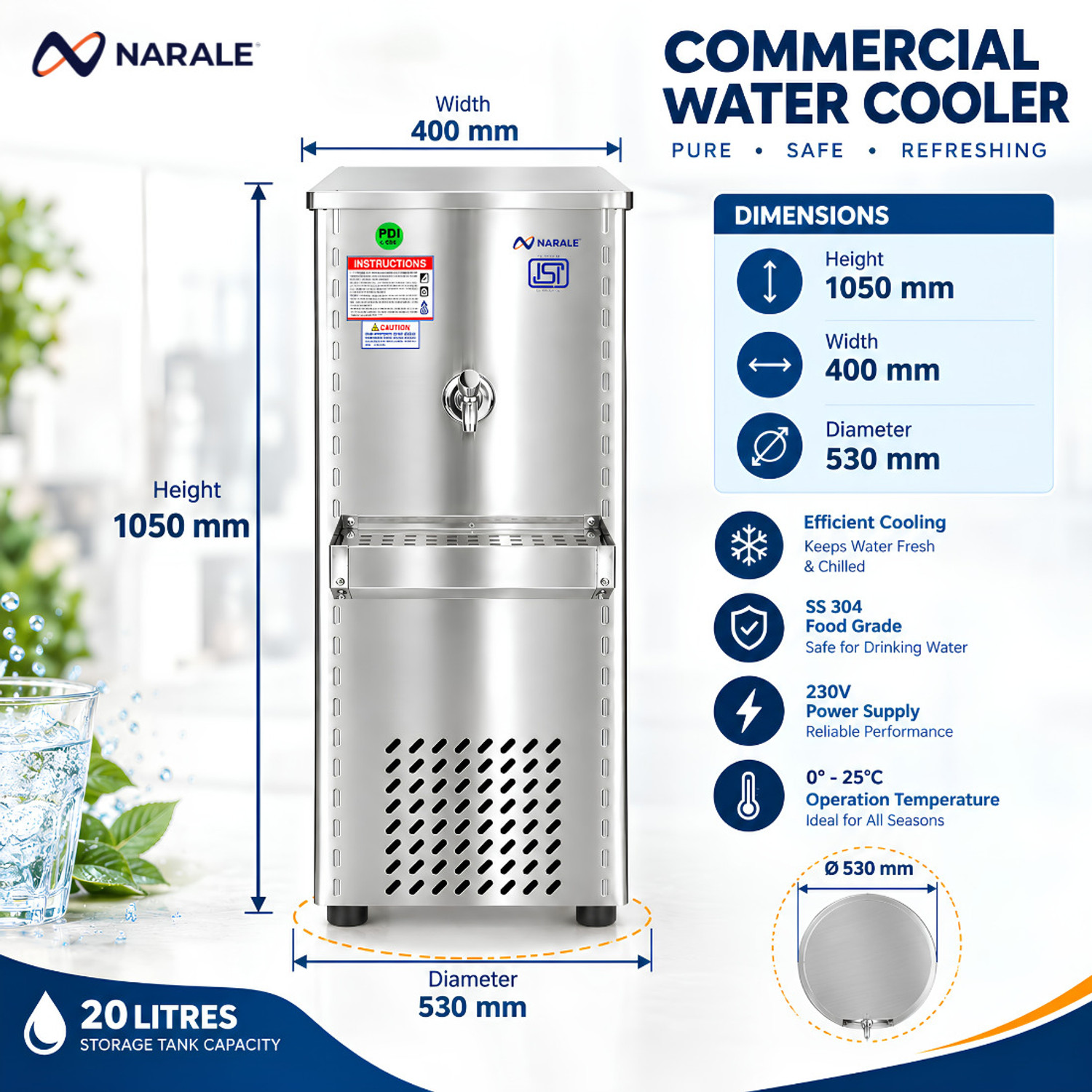 Image of Narale NS WC 20 Top Tank Bottom Loading Water Dispenser