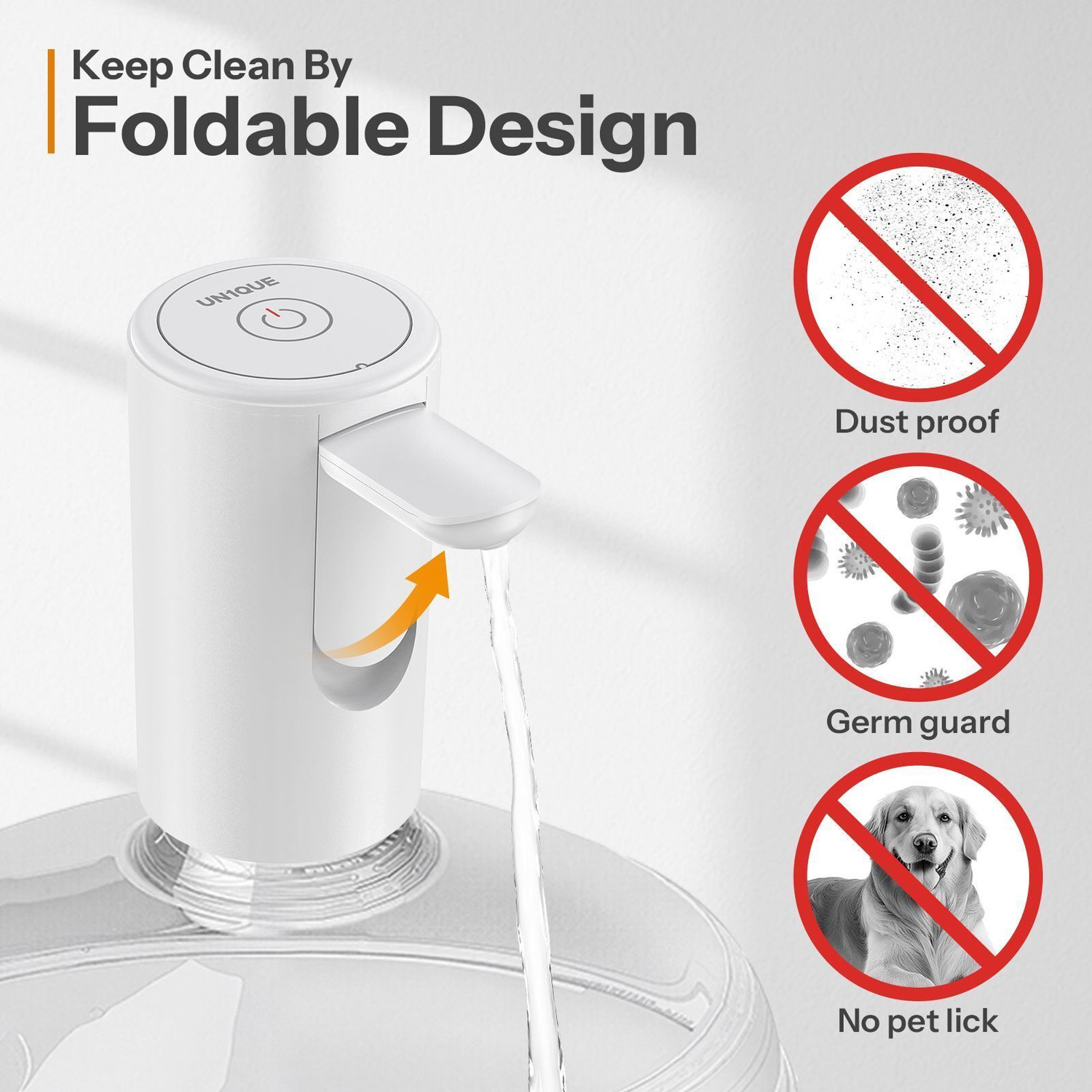 Image of UN1QUE Foldable & Rechargeable Water Dispenser Pump, Automatic Portable Wireless Bottom Loading Water Dispenser