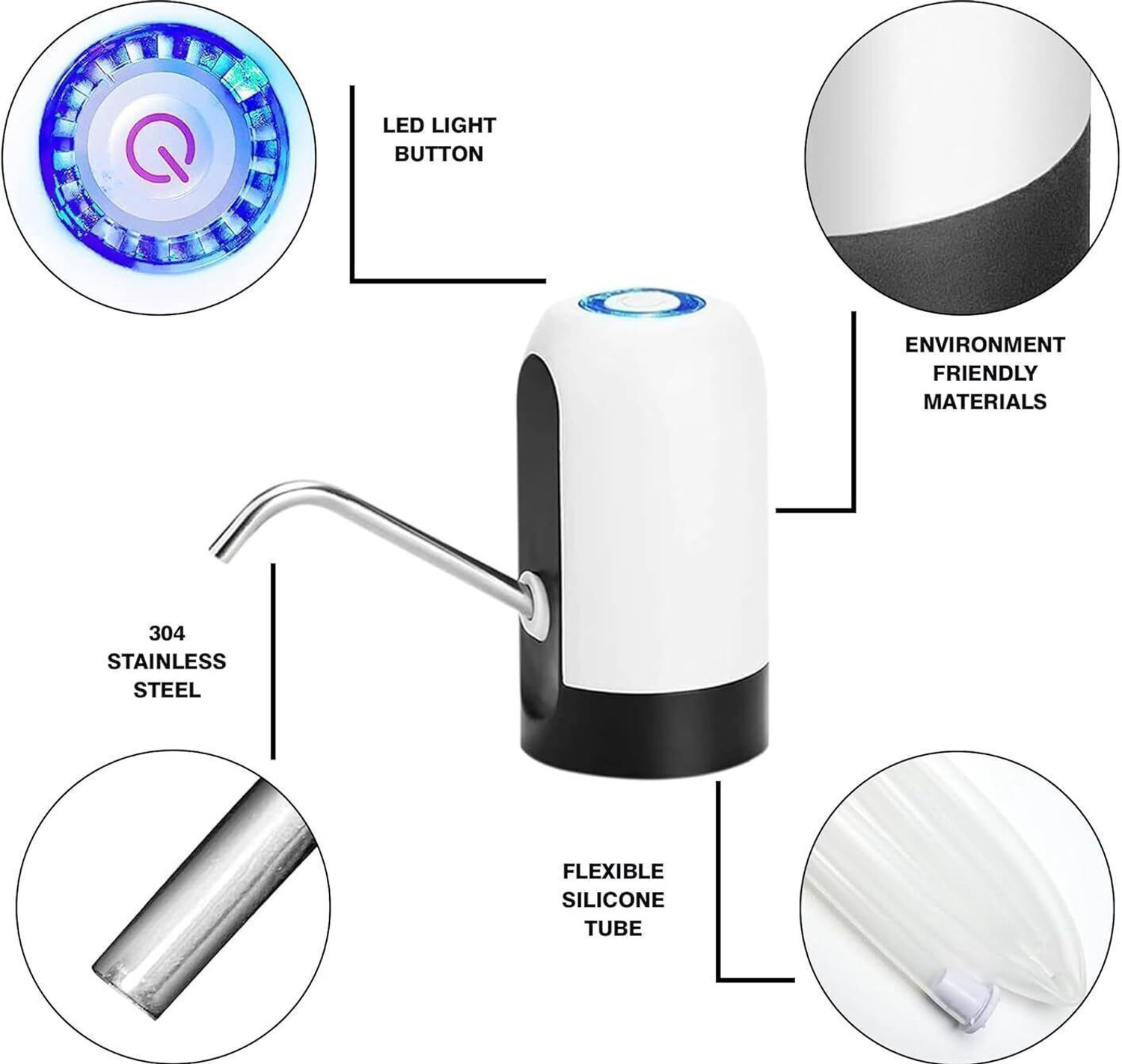 Image of evoza Automatic Rechargeable Electric Water Dispenser Pump Bottled Water Dispenser