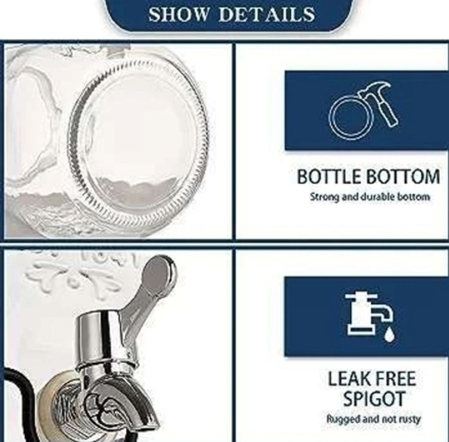 Image of DSRPC Glasswere Beverage 5LTR Dispenser With Silver Tap and Black Metal Stand Bottled Water Dispenser