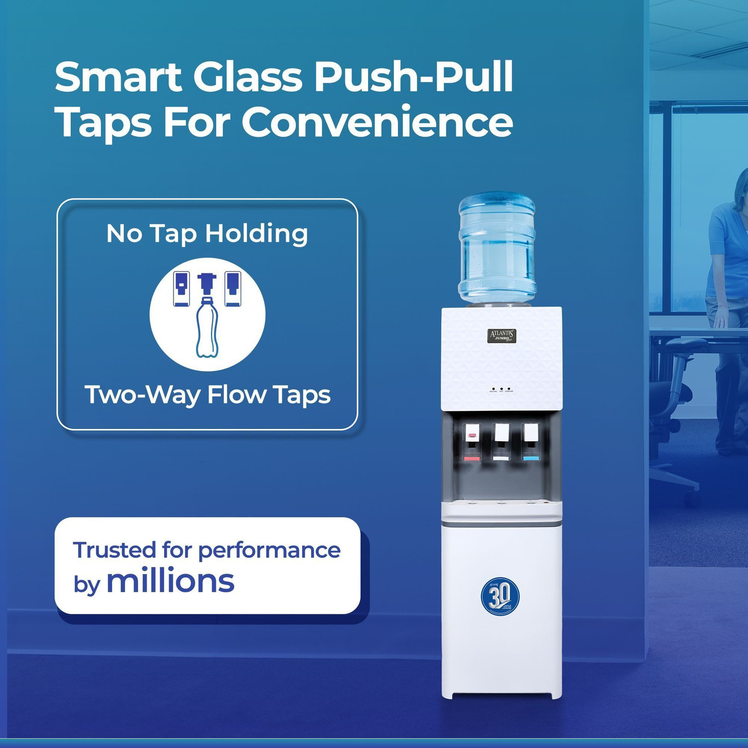 Image of ATLANTIS JUMBO PLUS (Hot, Normal & Cold) | 10Litres /Hour High Cooling Capacity Bottled Water Dispenser