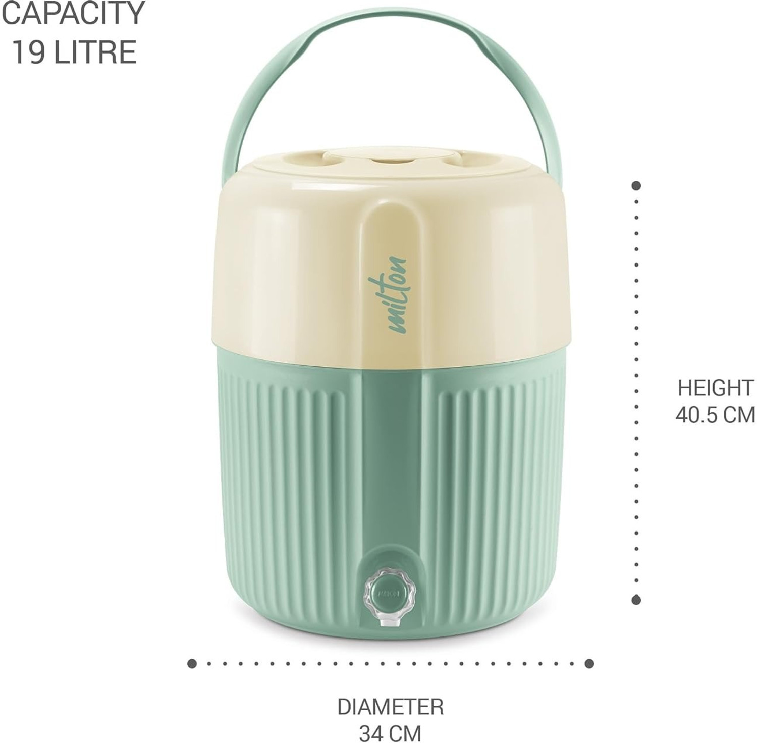 Image of MILTON Kool Pristine 22 Insulated Plastic Water Jug, 19 litres Bottom Loading Water Dispenser