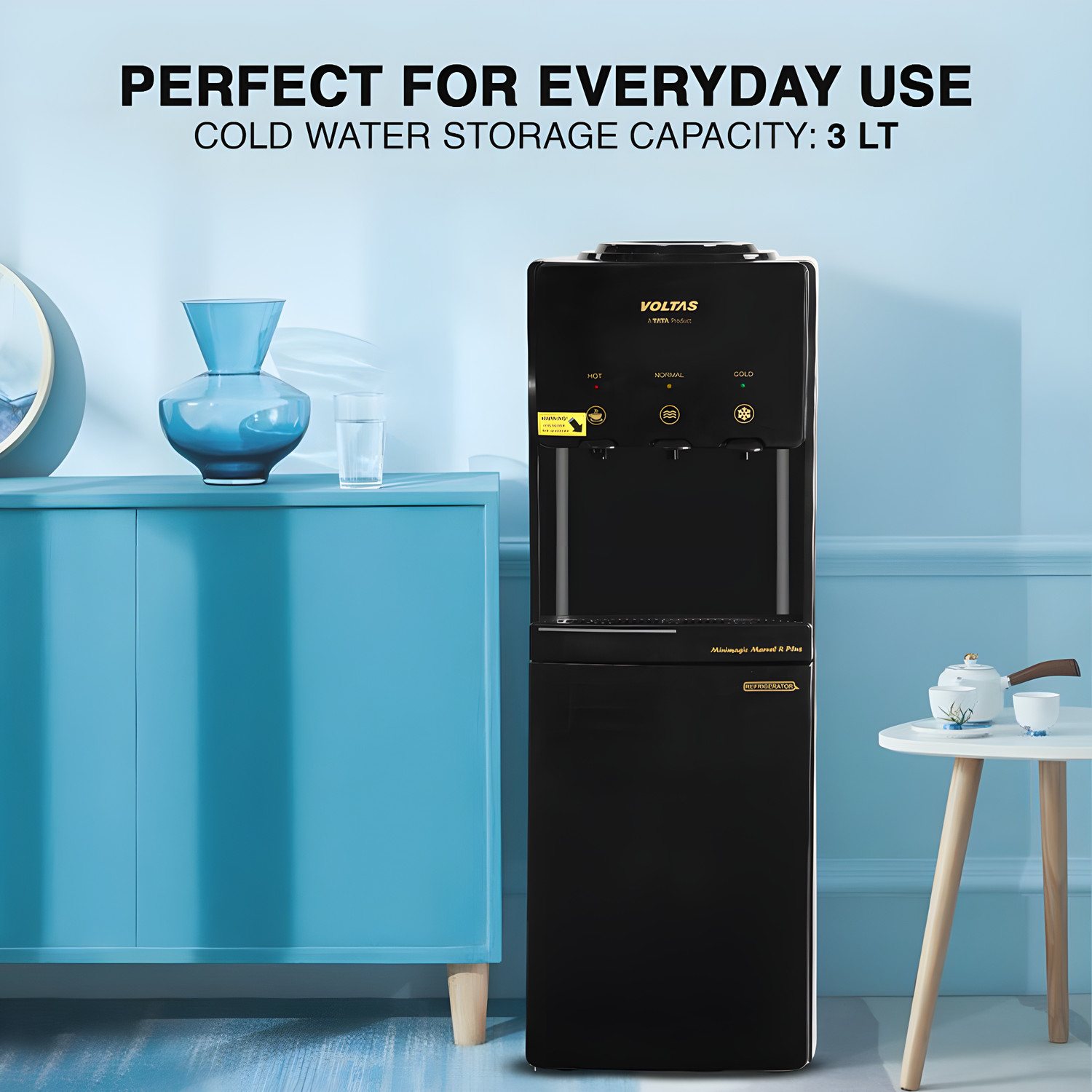 Image of Voltas 6210369 Bottled Water Dispenser with Cold, Hot & Normal Water | Durable & Sleek Design | Low Power Consumption | Environment Friendly | 1Year Brand Warranty