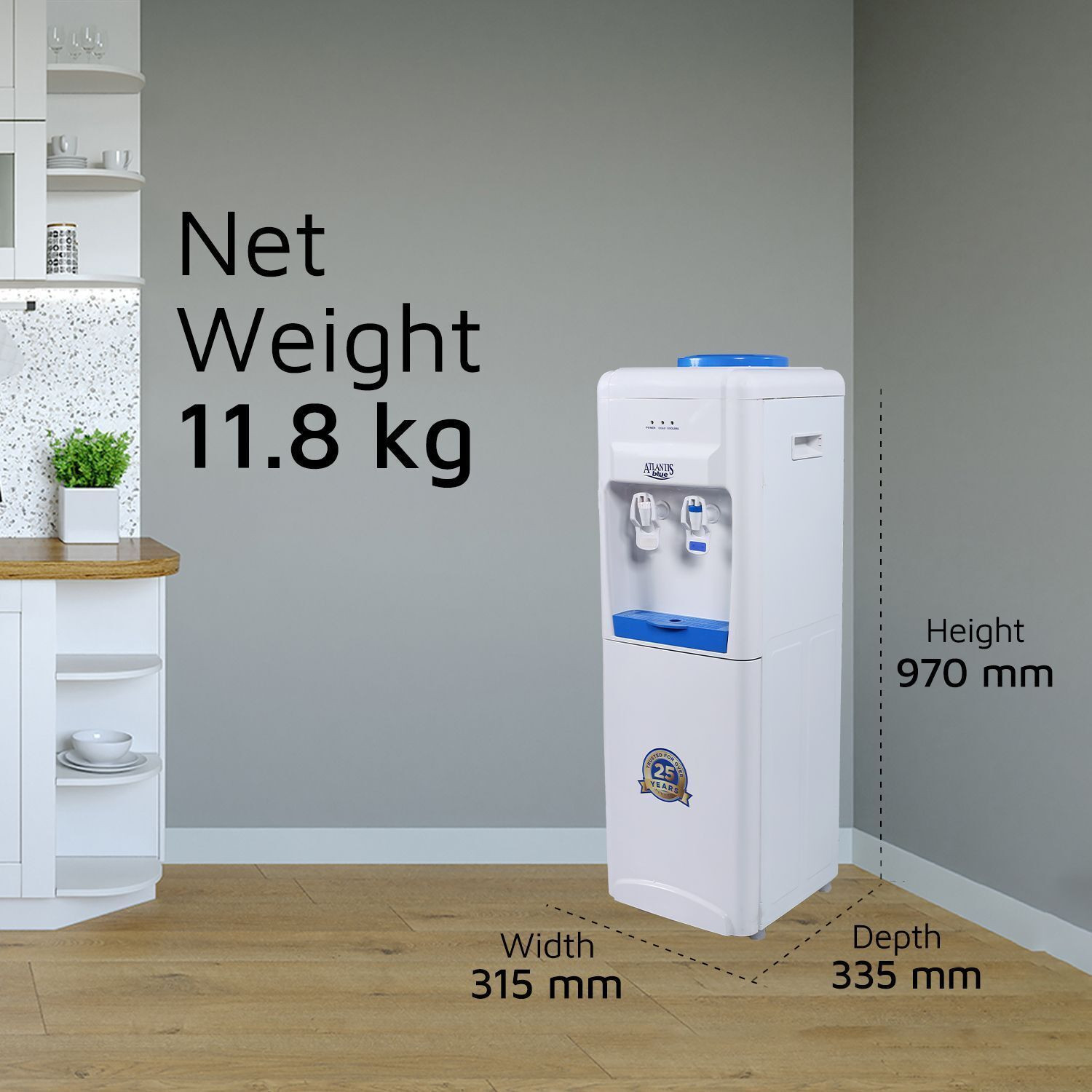 Image of ATLANTIS BLUE Normal & Cold Floor Standing (NO HOT)- 2 Taps Bottled Water Dispenser