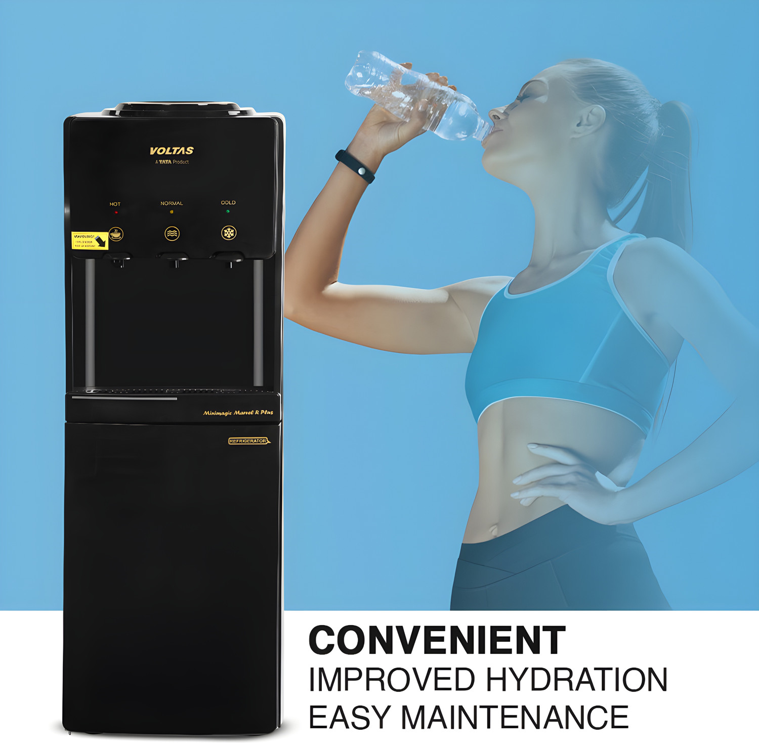 Image of Voltas 6210369 Bottled Water Dispenser with Cold, Hot & Normal Water | Durable & Sleek Design | Low Power Consumption | Environment Friendly | 1Year Brand Warranty