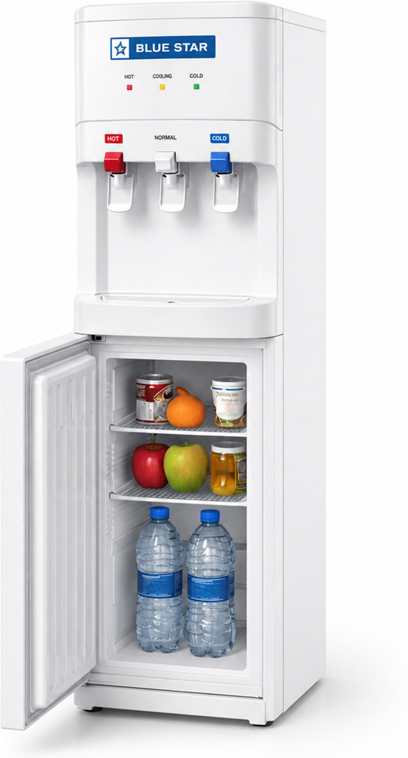Image of Blue Star Water Dispenser Hot Cold Normal with Cooling Cabinet Floor Standing Bottom Loading Water Dispenser