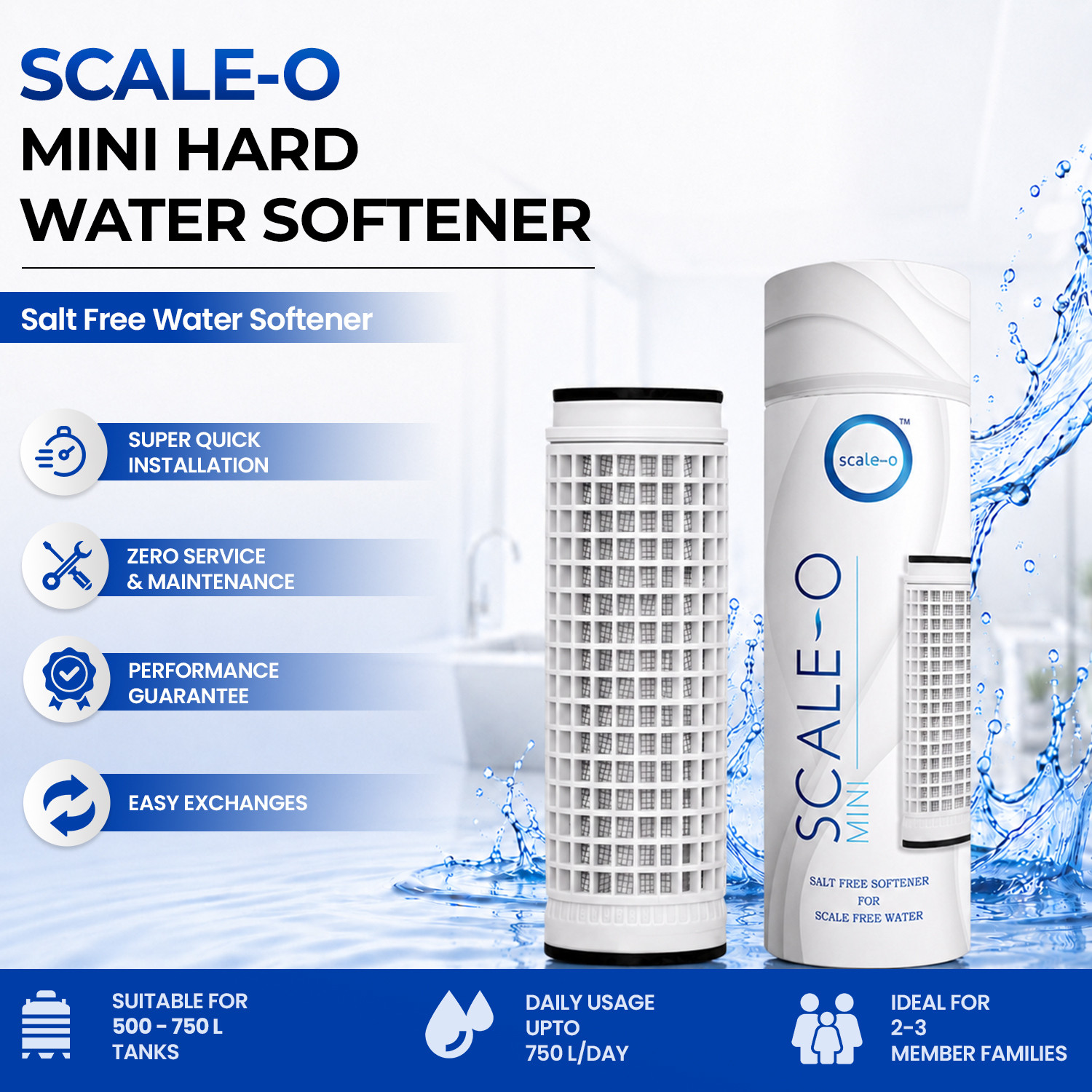 Image of ScaleO by Scale-O Whole House Water Softener for Tanks, Reduces Hard Water & Scaling Problems Media Filter Cartridge