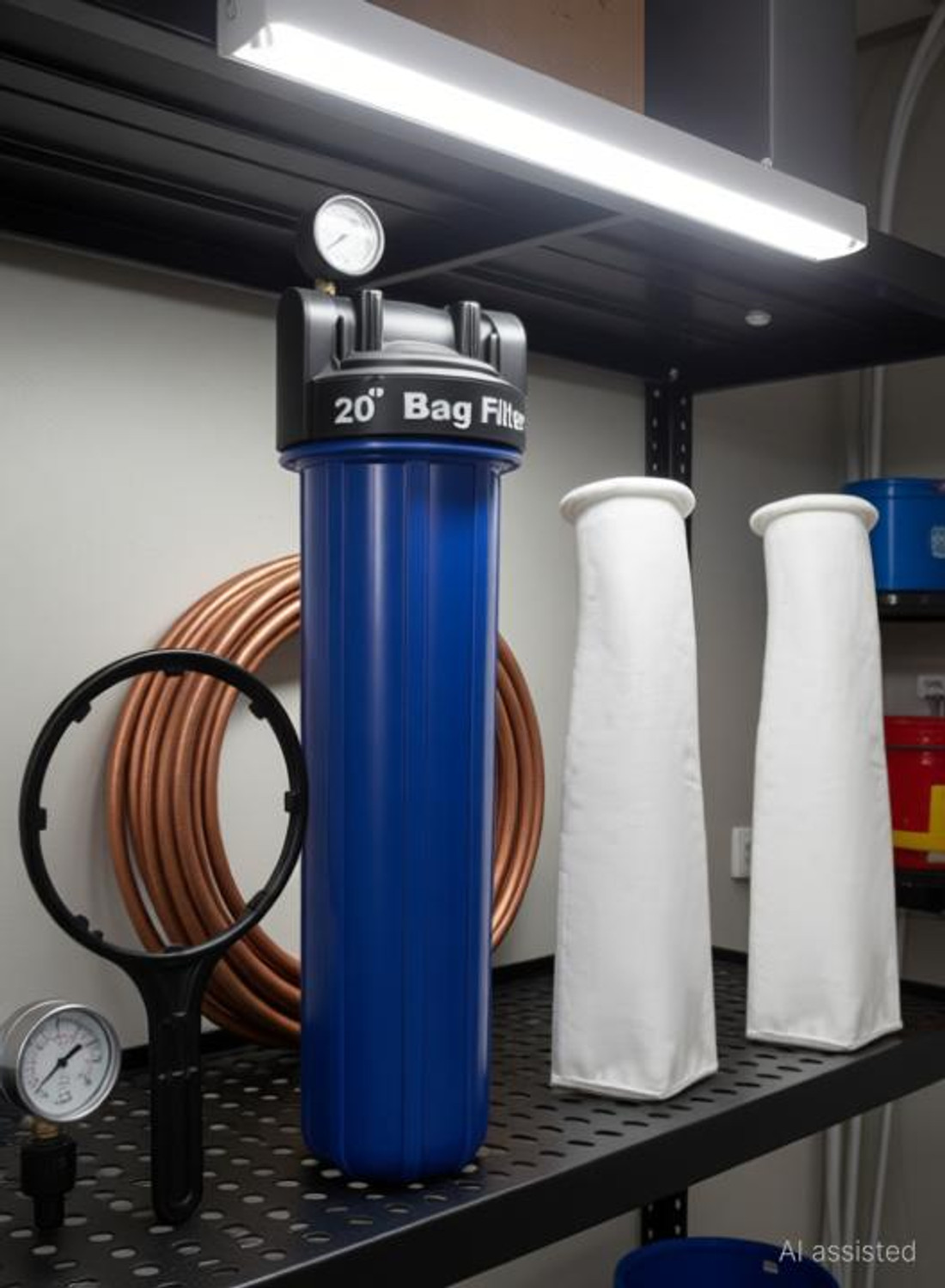 Image of KRPLUS Bag Filter 20 inch 5 micron | Whole House Tank Filteration System (1 Inch Inlet) Solid Filter Cartridge