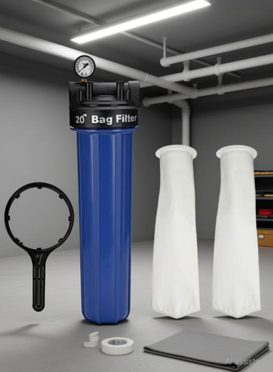 Image of KRPLUS Bag Filter 20 inch 5 micron | Whole House Tank Filteration System (1 Inch Inlet) Solid Filter Cartridge