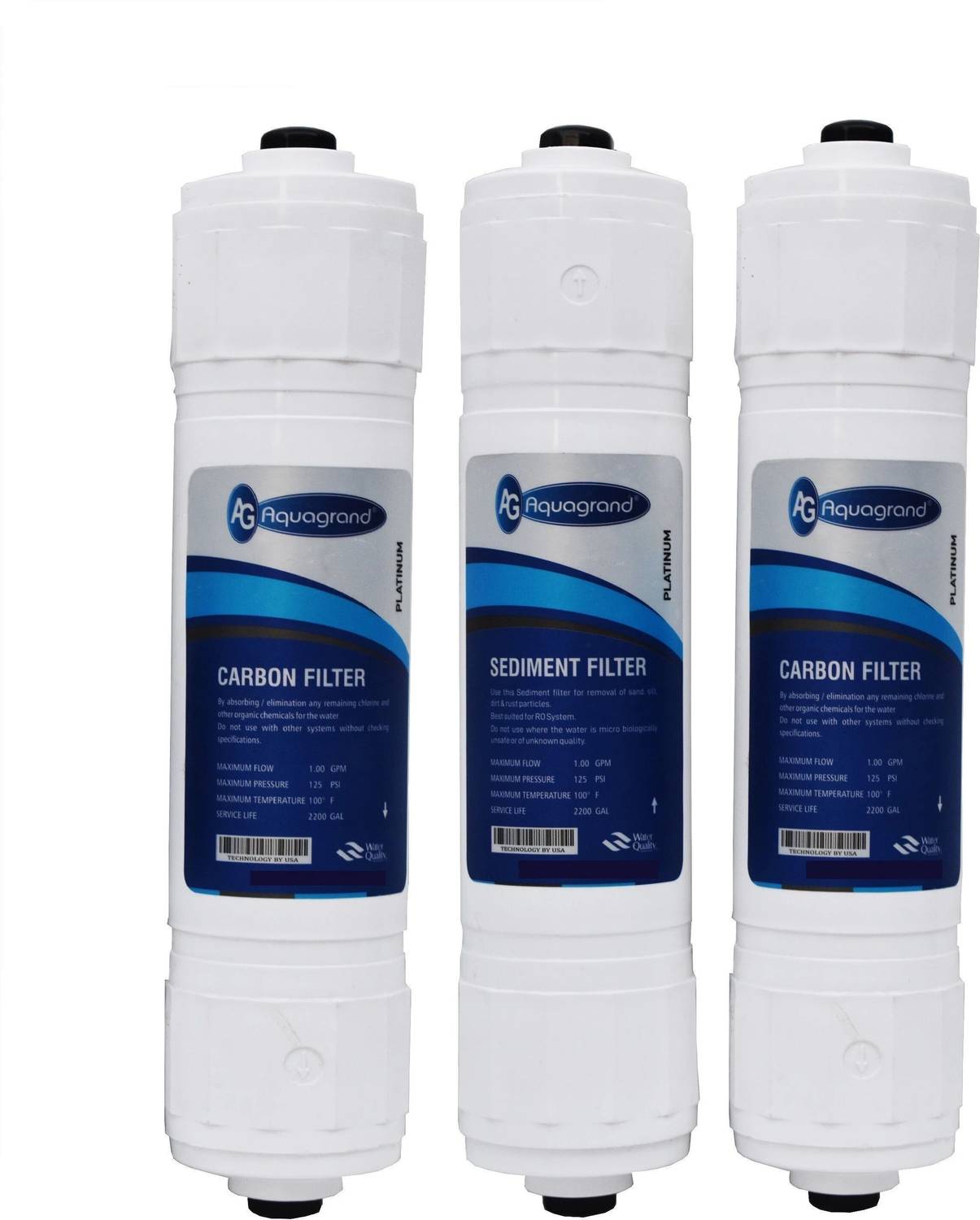 Aquagrand Carbon and Sediment Filter Set for all type RO\UV\UF Water Purifier Solid Filter Cartridge
