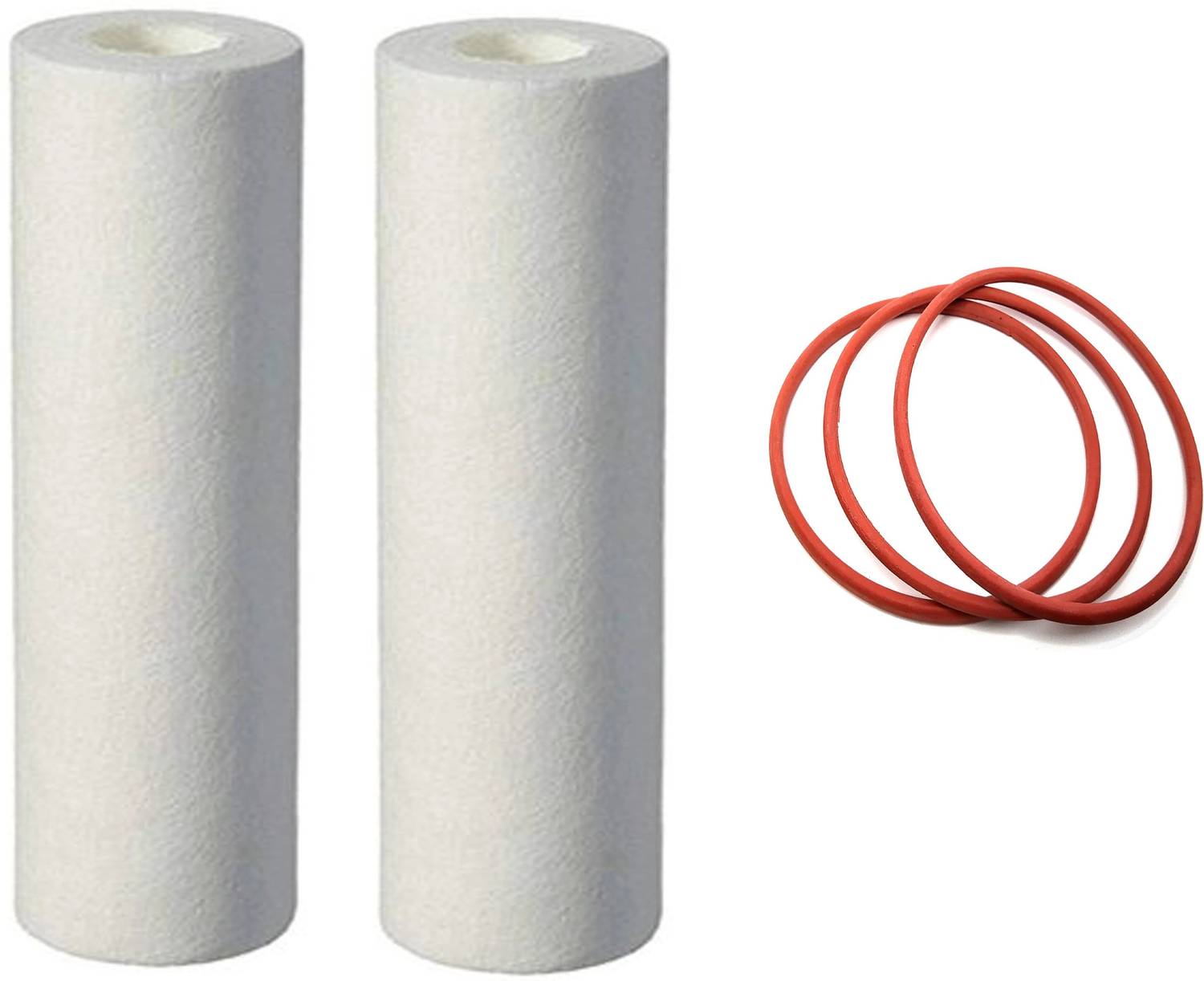 bioway by N/A 2 PP SPUN FILTER CARTRIDGE 10'' WITH BOWL O RING RED 3PCS FOR RO WATER PURIFIER Solid Filter Cartridge