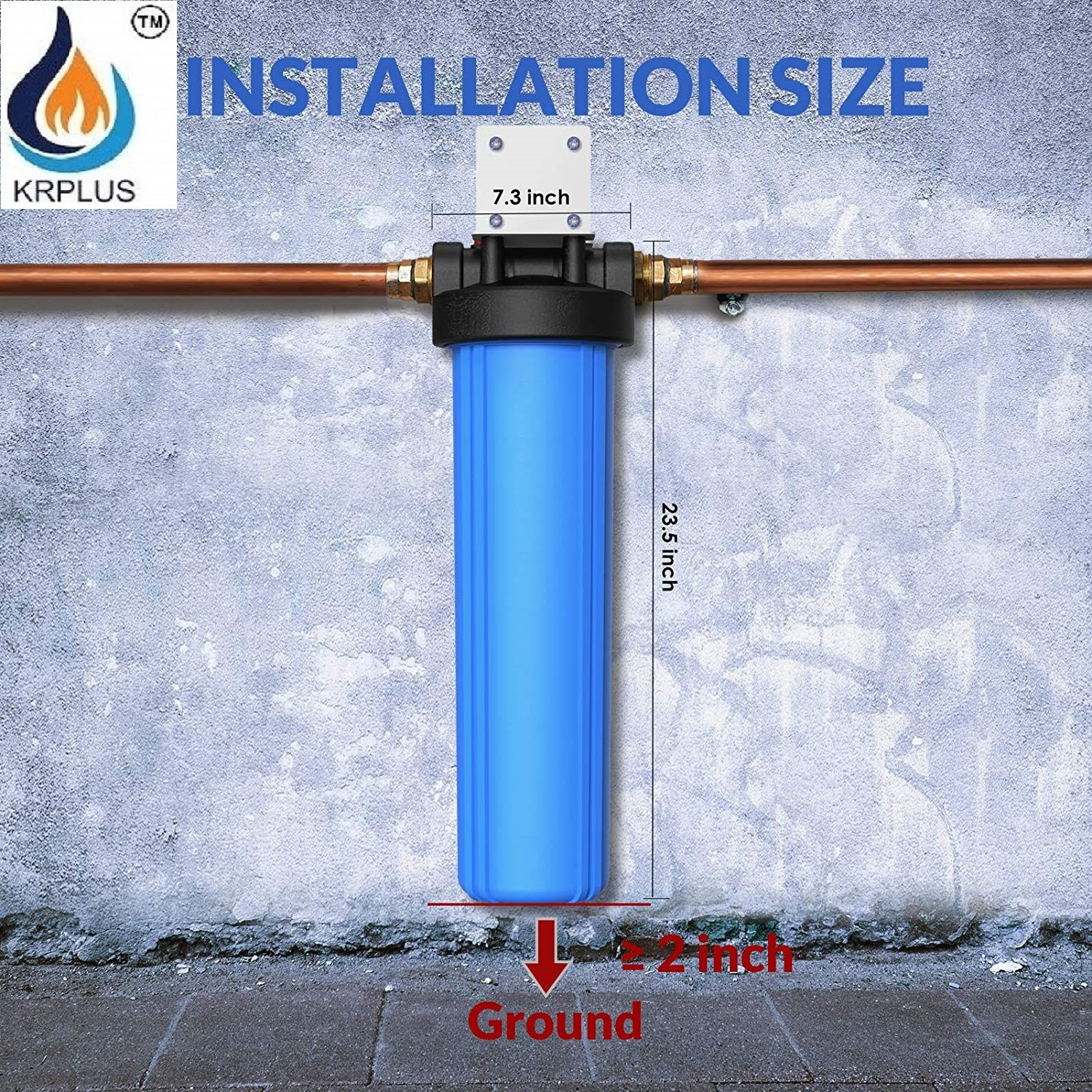 Image of KRPLUS Big Blue Jumbo Filter Housing With 20-Inch PP Spun Filter Candle (1.5 inch Inlet) Solid Filter Cartridge (5, Pack of 1)