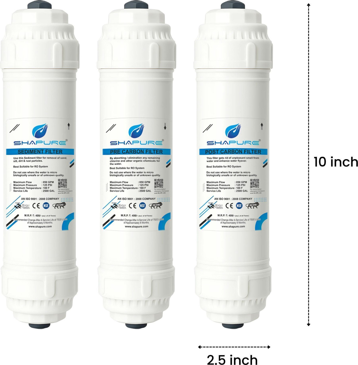 Image of SHAPURE Water Purifier Complete Yearly RO Service Kit Solid Filter Cartridge