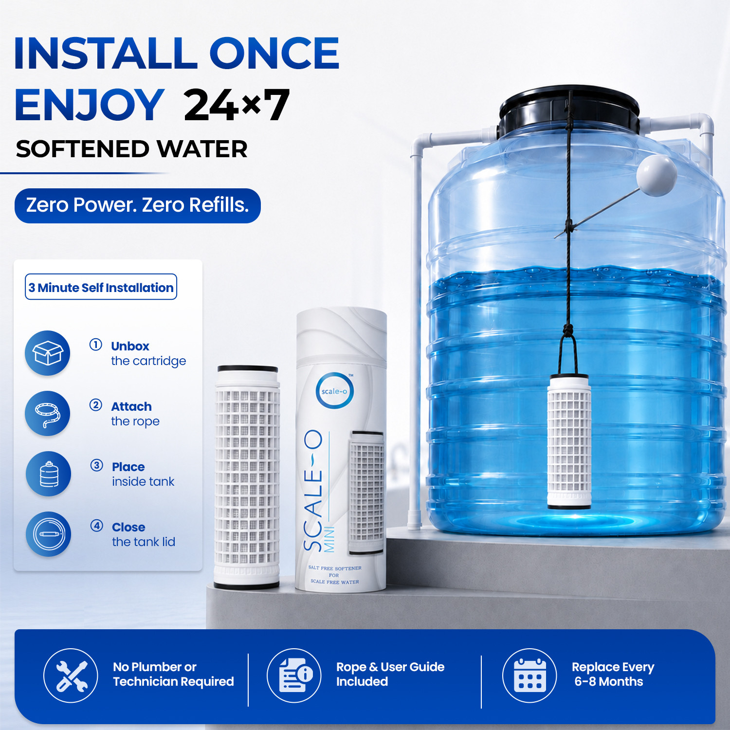 Image of ScaleO by Scale-O Whole House Water Softener for Tanks, Reduces Hard Water & Scaling Problems Media Filter Cartridge