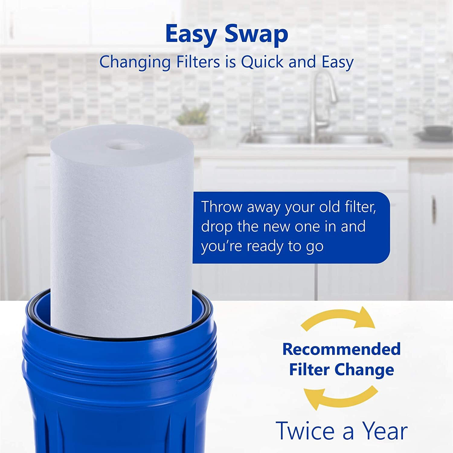 Image of KRPLUS Big Blue Jumbo Filter Housing With 20-Inch PP Spun Filter Candle (1.5 inch Inlet) Solid Filter Cartridge (5, Pack of 1)