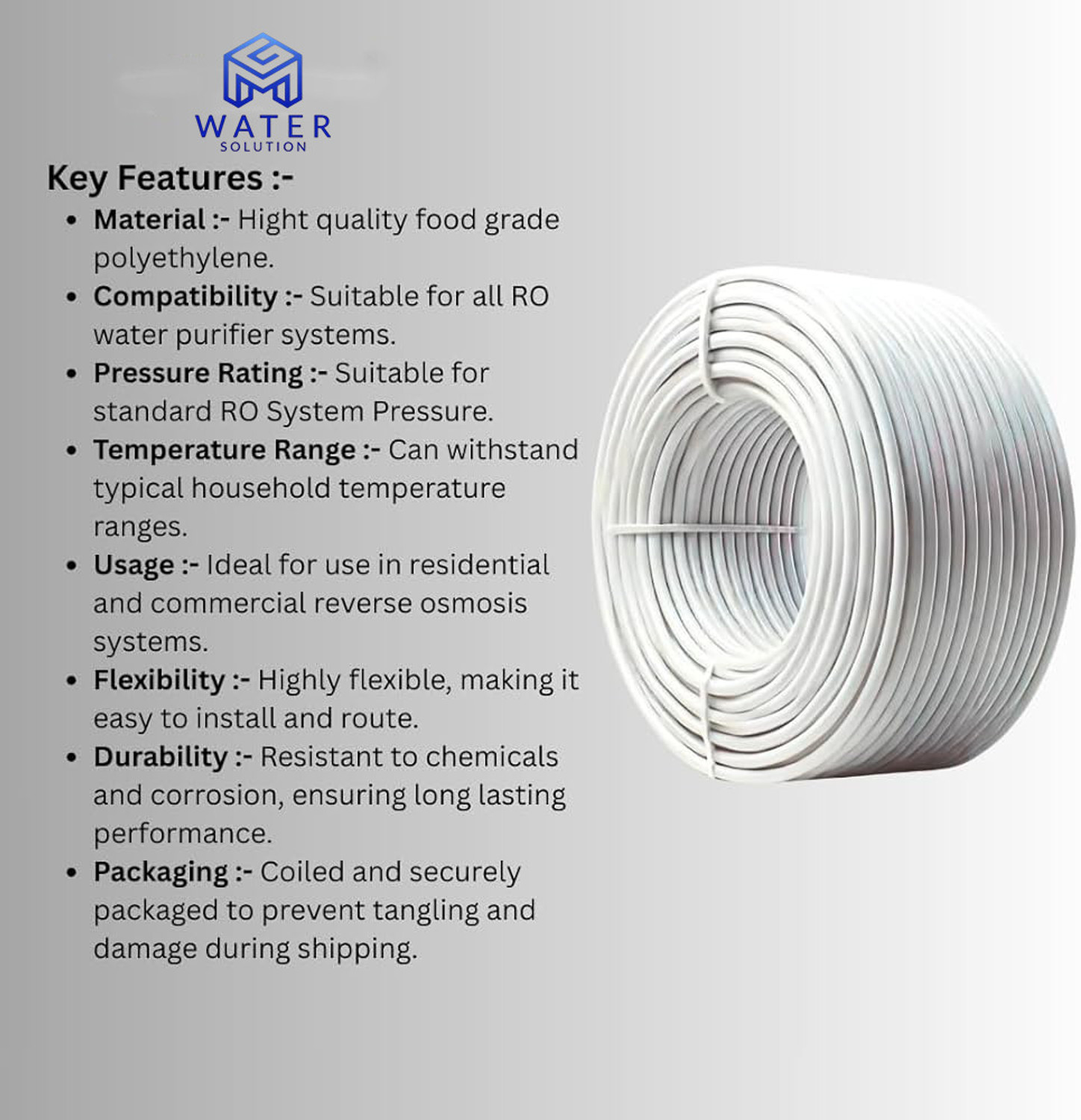 Image of MGMARTS High Grade 100 Meter White Pipe 1 /4 inch for RO Water Purifier [100 Meter] Wound Filter Cartridge