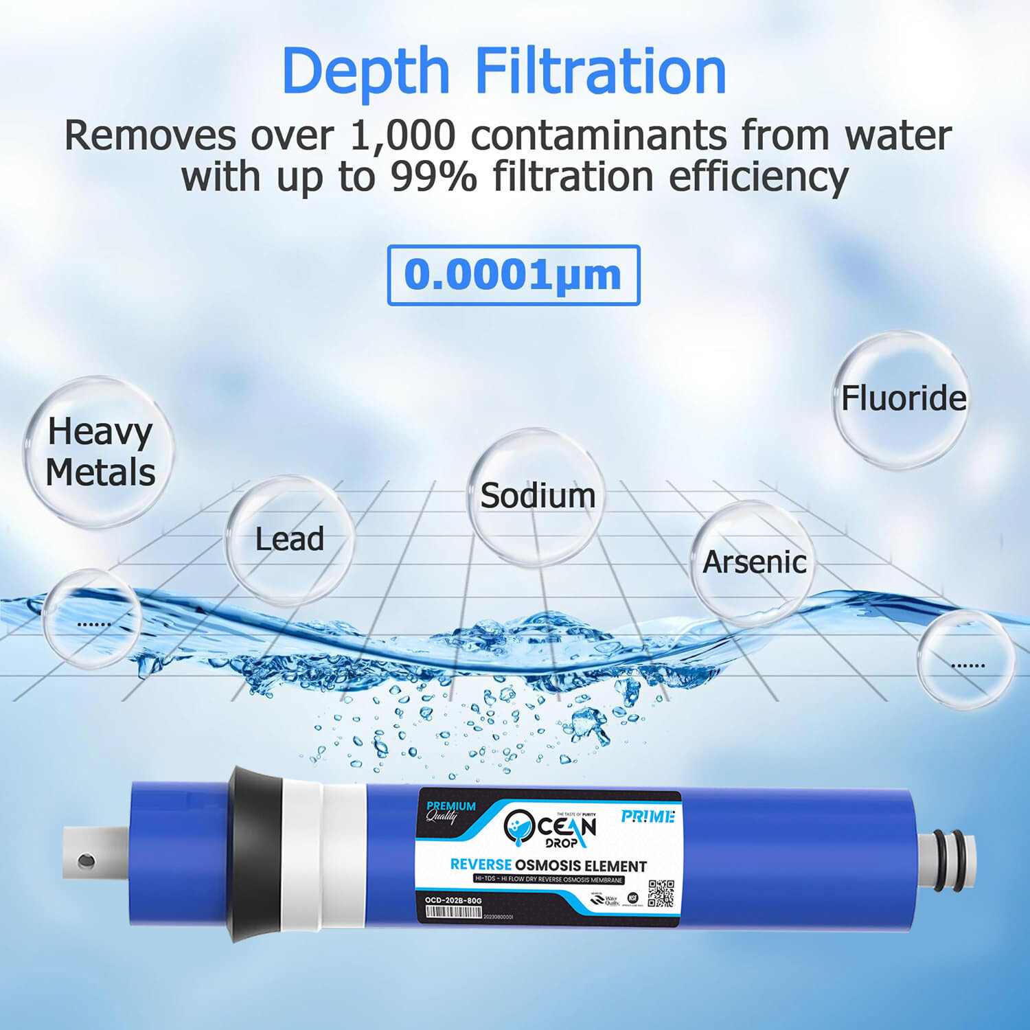 Image of OceansDrop by Ocean Drop Kent-type RO Service Kit of Membrane for All Type of RO Water Purifier Solid Filter Cartridge