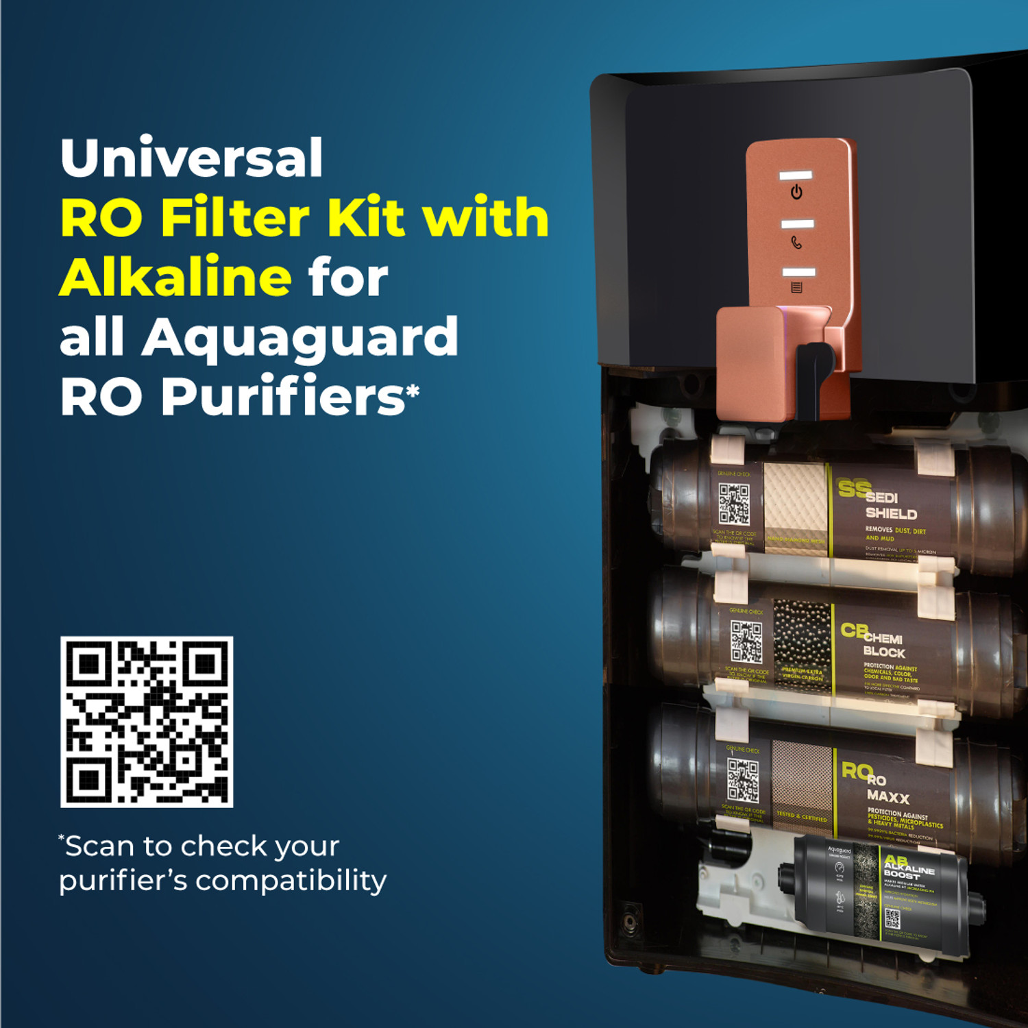 Image of Aquaguard RO+UV Universal Filter Service Kit with Alkaline Boost, Solid Filter Cartridge