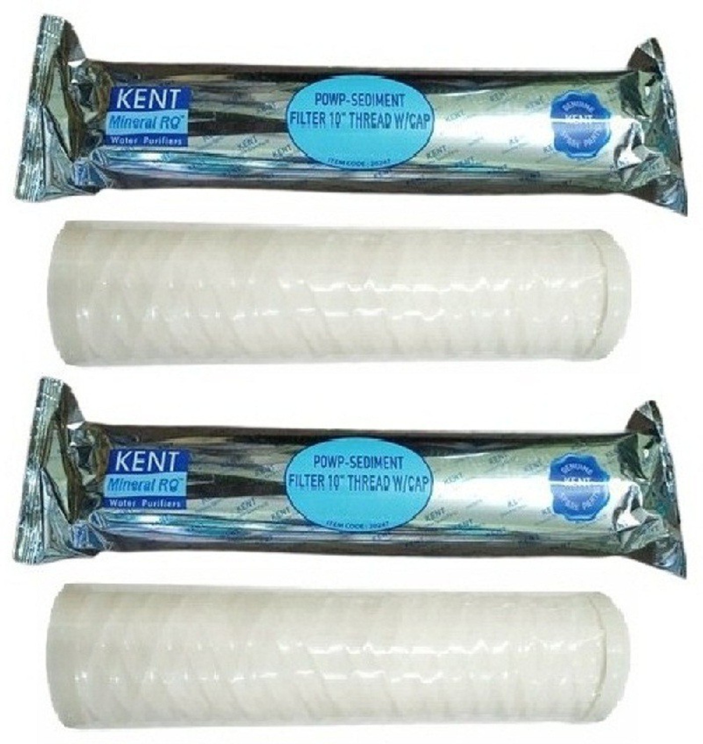 Image of KENT 2pc RO Spun Filter Sediment Pre Filter 10 inch POWP PP Candle Thread W /CAP Prefilter Wound Filter Cartridge