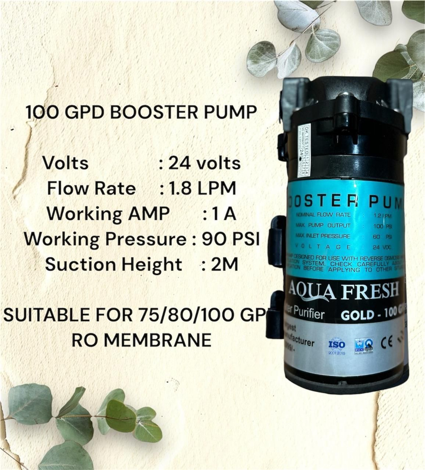 Image of Aqua Fresh PUMP 100 GPD 24 V DC SUITABLE FOR ALL BRANDED RO WATER PURIFIER Diaphragm Water Pump
