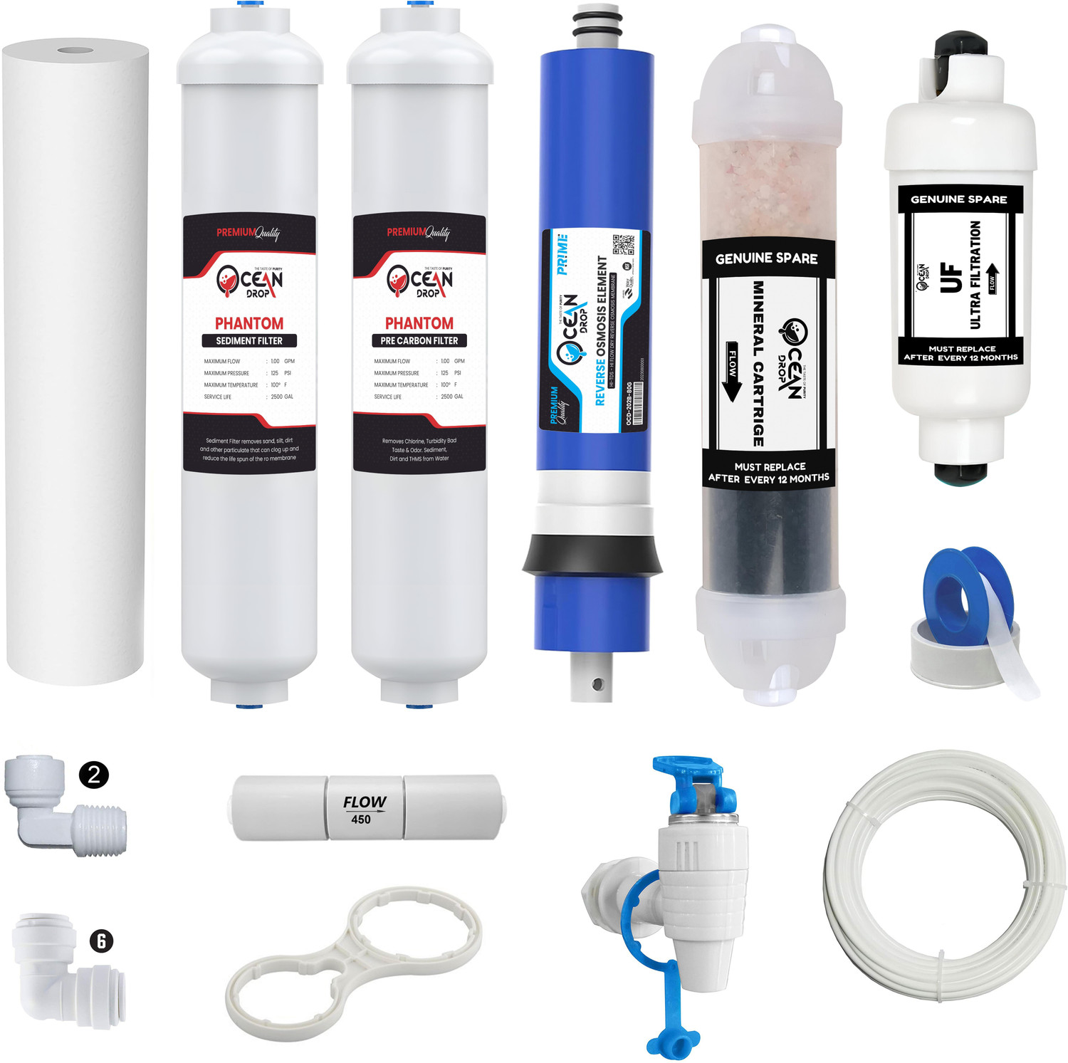 Image of OceansDrop by Ocean Drop Water Purifier Maintenance Service Kit for All Ro Water Purifier Ro Solid Filter Cartridge