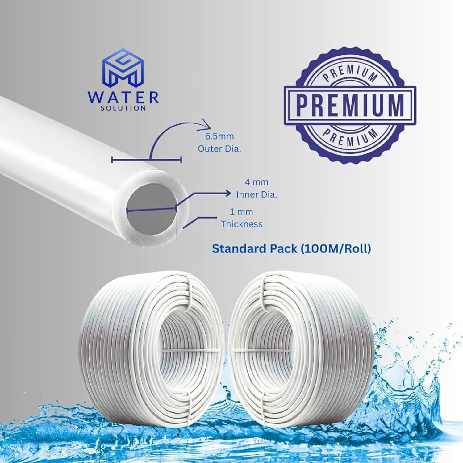 Image of MGMARTS High Grade 100 Meter White Pipe 1 /4 inch for RO Water Purifier [100 Meter] Wound Filter Cartridge
