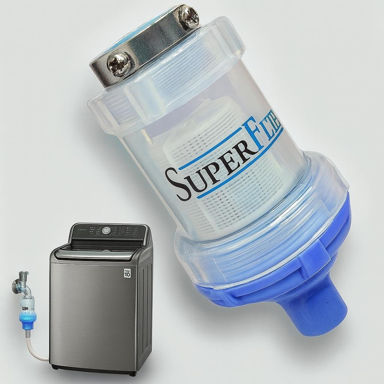 Image of SUPERFLIP by SuperFlip WASHING MACHINE FILTER ADAPTOR WITH DUST FILTER TO PROTECT THE WASHING MACHINE - Solid Filter Cartridge