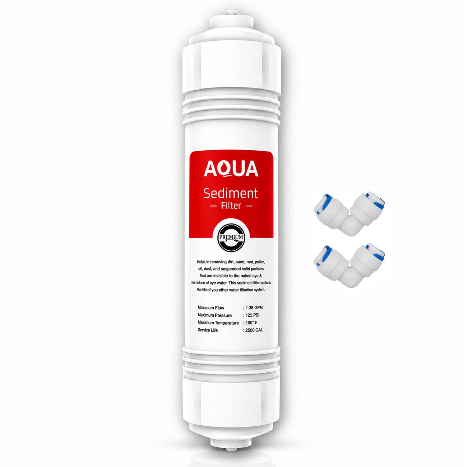 bioway Inline Sediment Filter with 2 Piece Push Fit Elbow for All RO Water Purifiers Solid Filter Cartridge