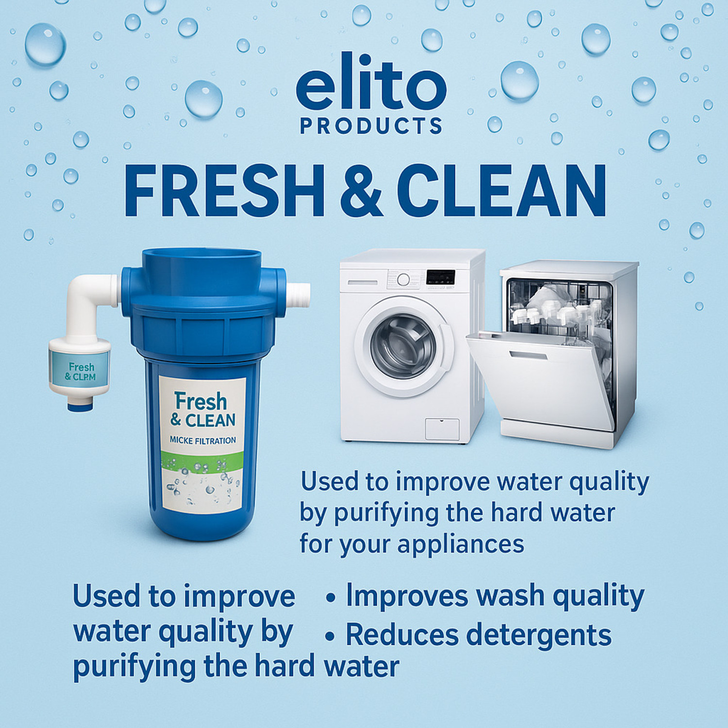 Image of Elito Products Filter Cartridge Water Softener For Washing Machine & Dishwashers | Solid Filter Cartridge