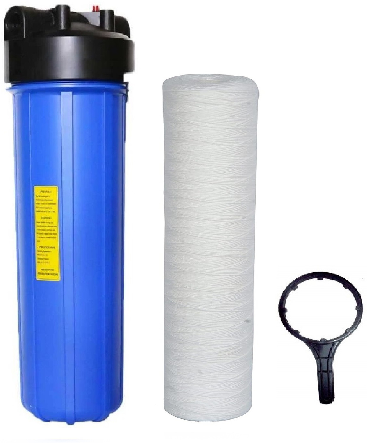 Image of KRPLUS Big Blue Jumbo Filter Housing With 20-Inch PP Spun Filter Candle (1.5 inch Inlet) Solid Filter Cartridge (5, Pack of 1)