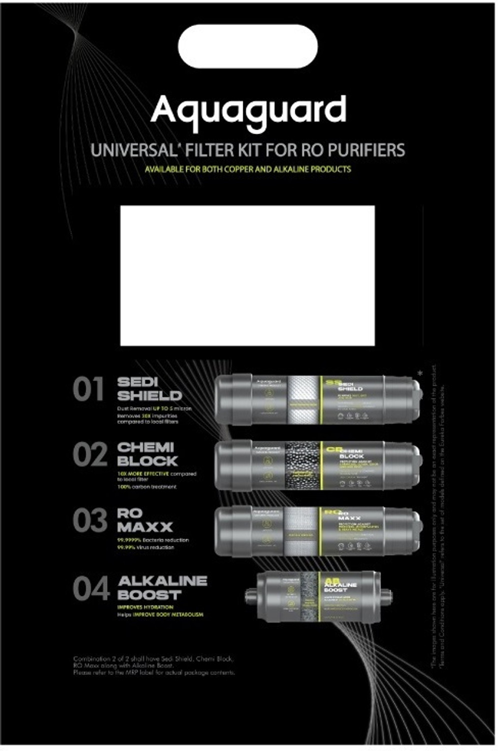 Image of Aquaguard RO+UV Universal Filter Service Kit with Alkaline Boost, Solid Filter Cartridge