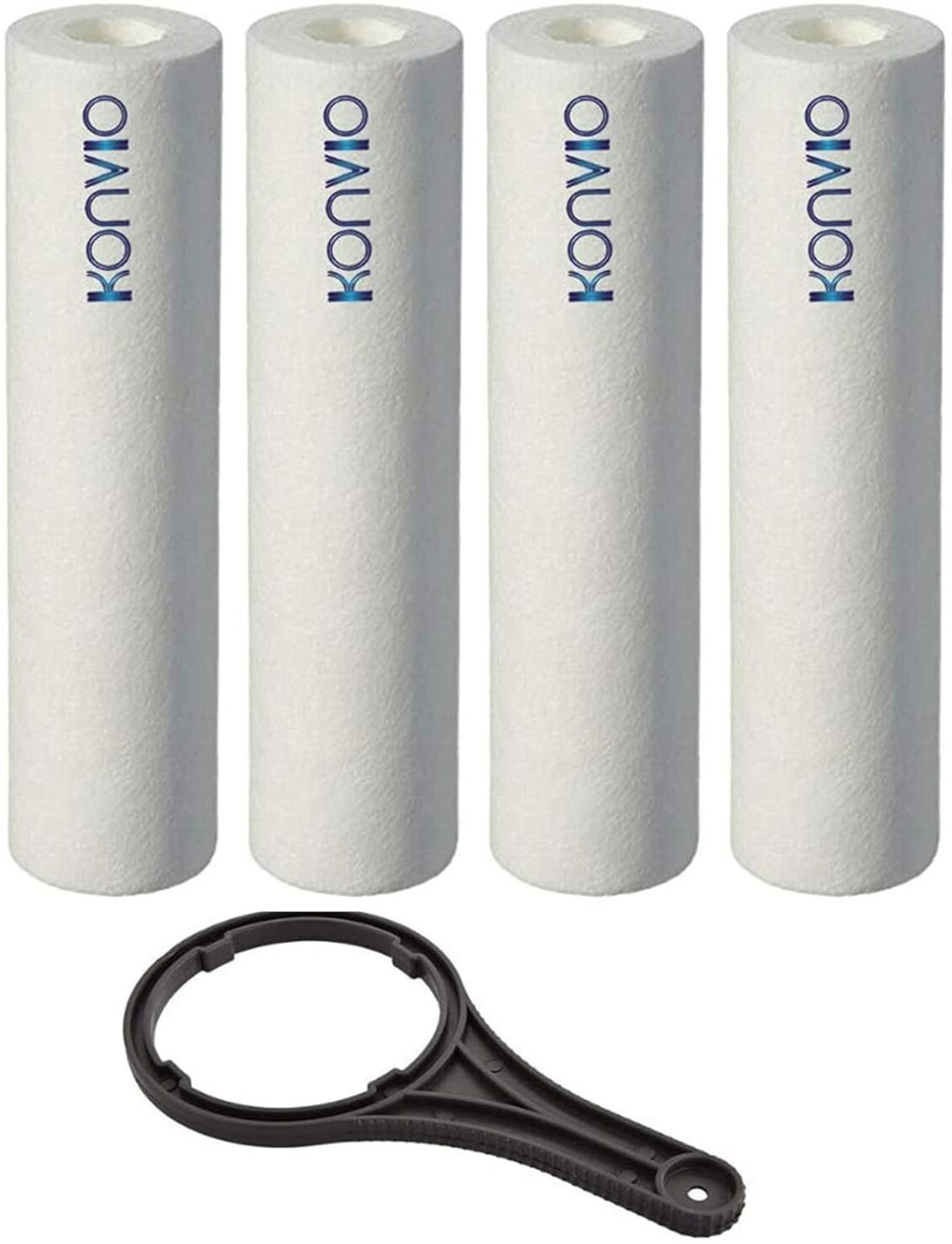 Image of konvio neer Set of 4 Pre filter housing spun 5 micron with Spanner 10 inch size Solid Filter Cartridge