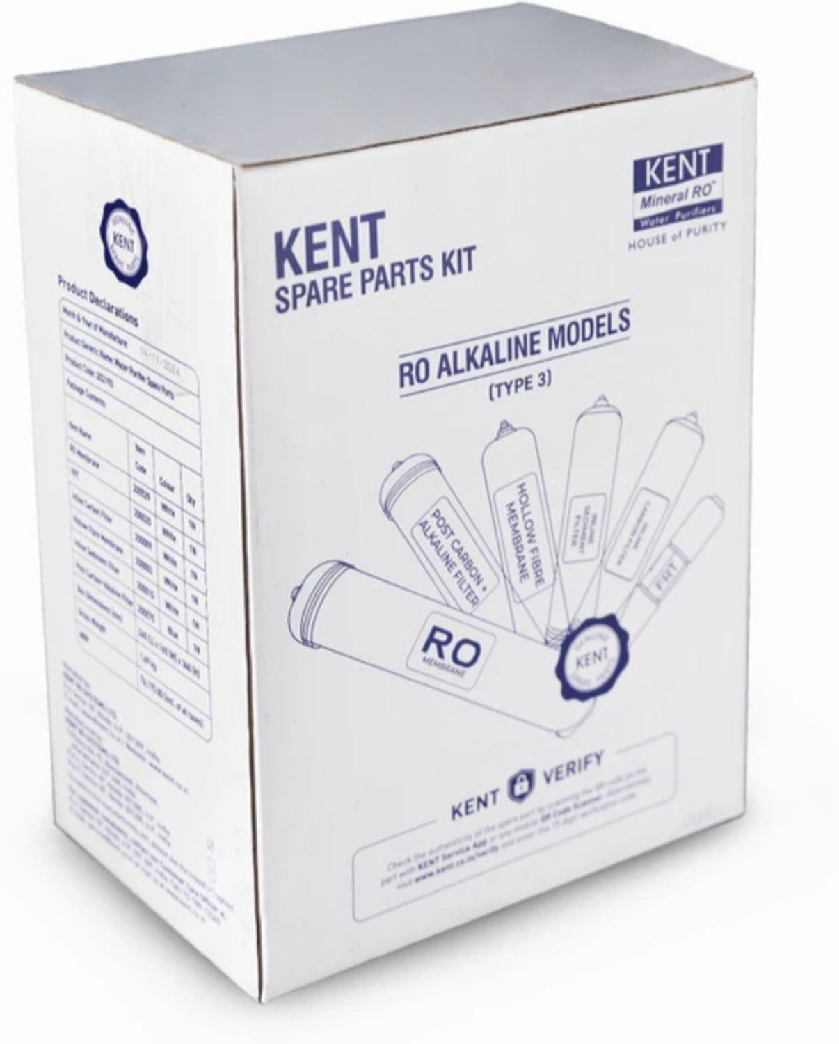 Image of KENT Universal Water Purifier Filter Cartridge Combo Pack of 5 for RO UV UF Systems Solid Filter Cartridge