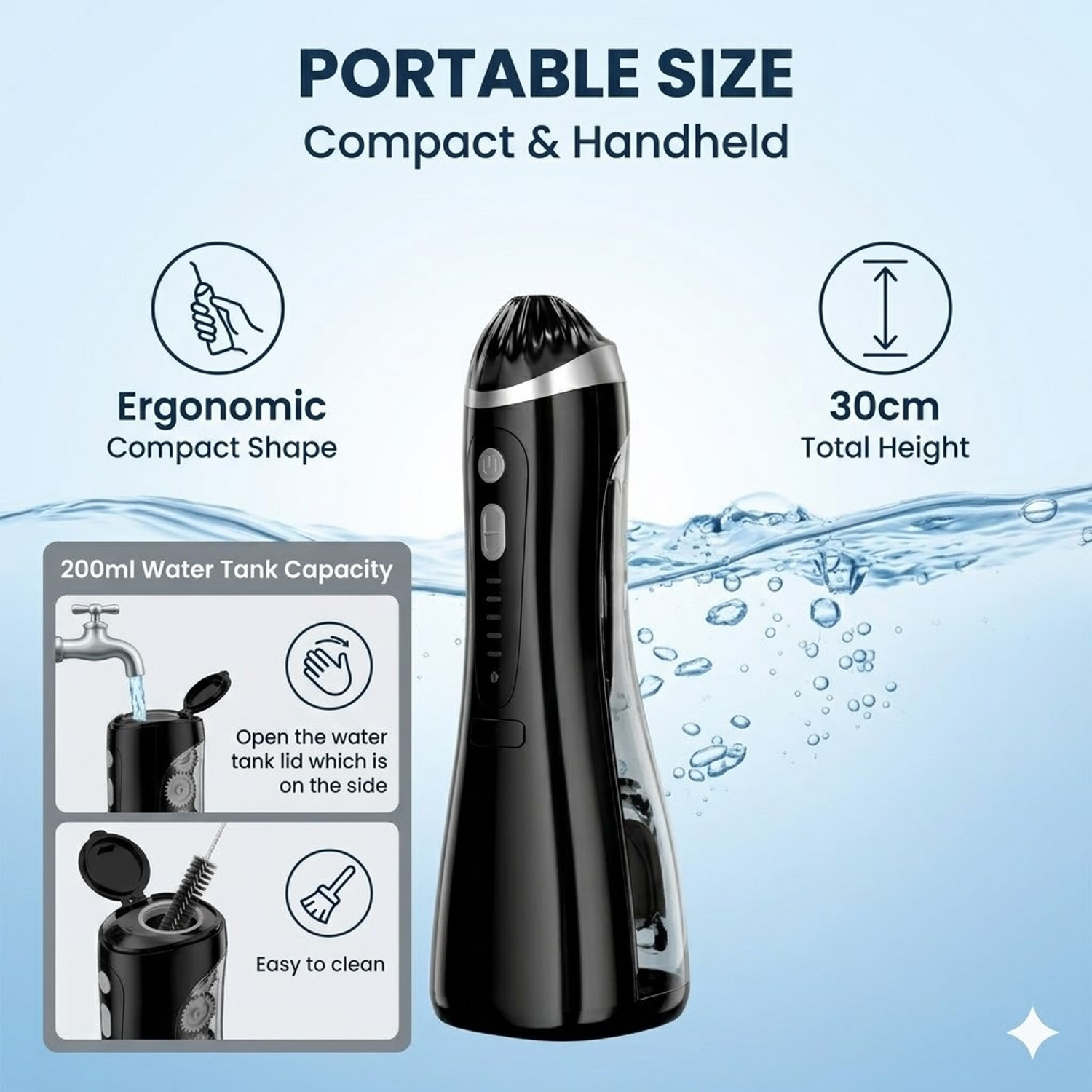 Image of DIOXIT Oral Irrigator with 3 Modes 4 Jets Rechargeable Cleaner, 200ml Water Tank Water Flosser
