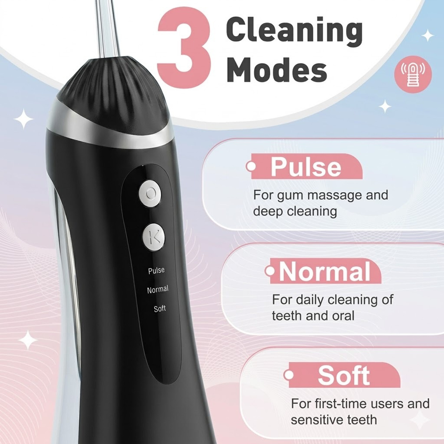 Image of DIOXIT Oral Irrigator with 3 Modes 4 Jets Rechargeable Cleaner, 200ml Water Tank Water Flosser