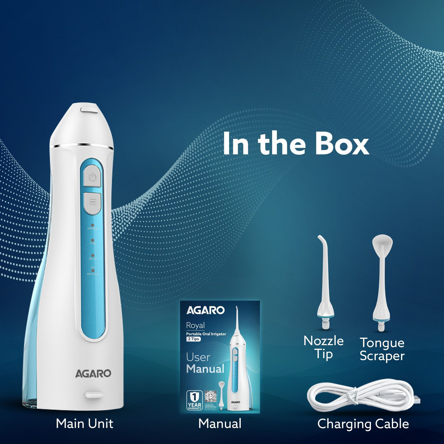 Image of AGARO Royal Dental Flosser for teeth, 2 Nozzles, Portable, Cordless & Rechargeable Water Flosser
