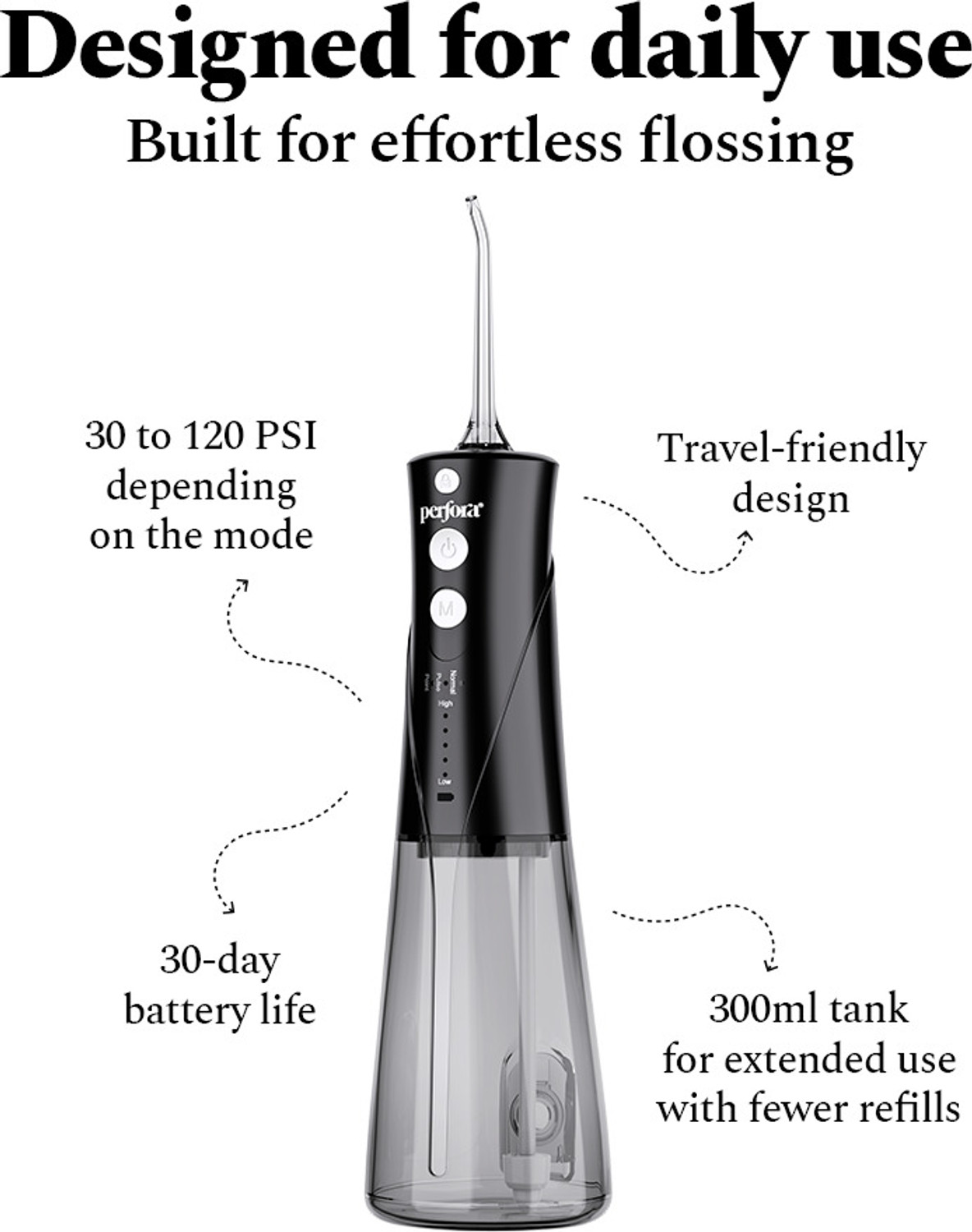 Image of Perfora Power Water Dental Flosser - 300 ml Water Flosser