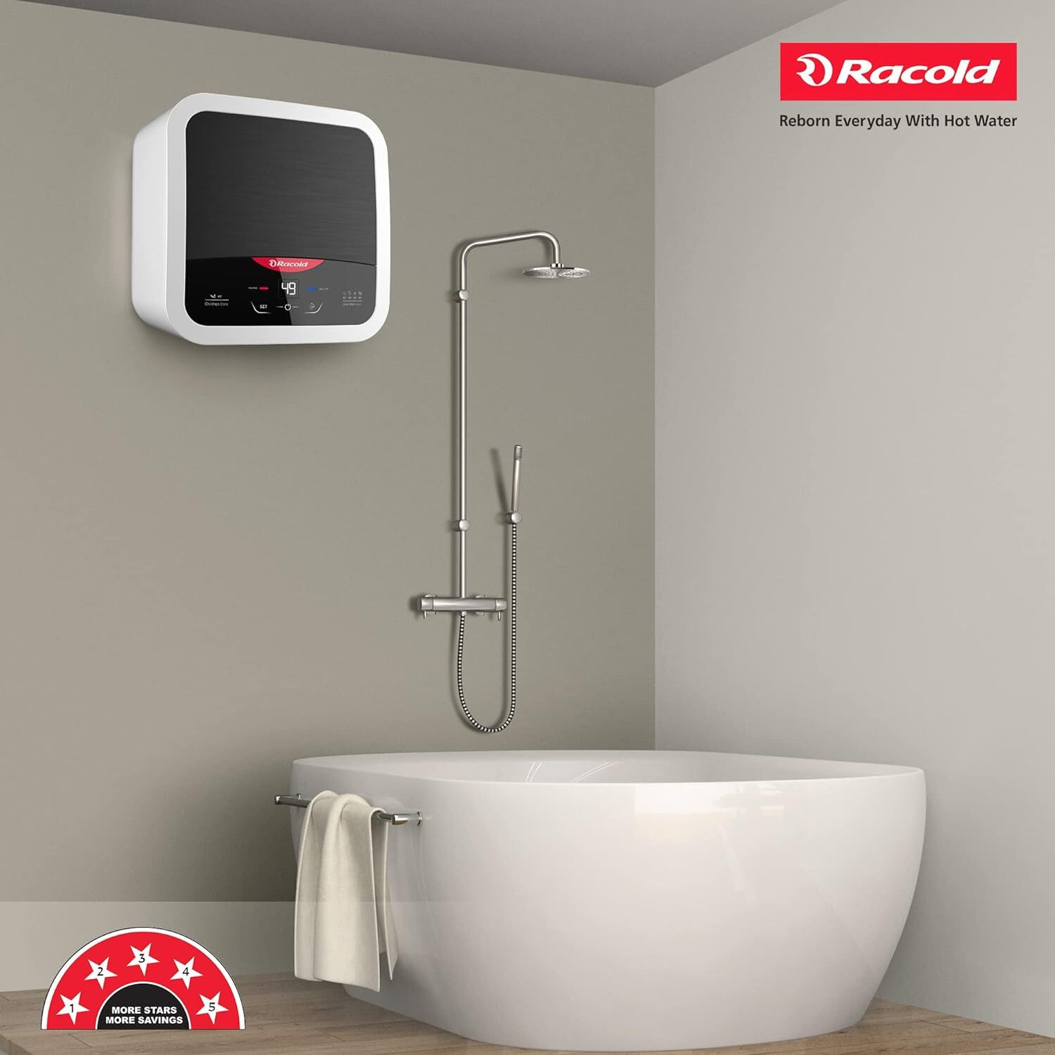 Image of Racold Omnis DG 15 L Vertical 5 Star Storage Water Heater (Geyser) Black 15 L Storage Water Geyser