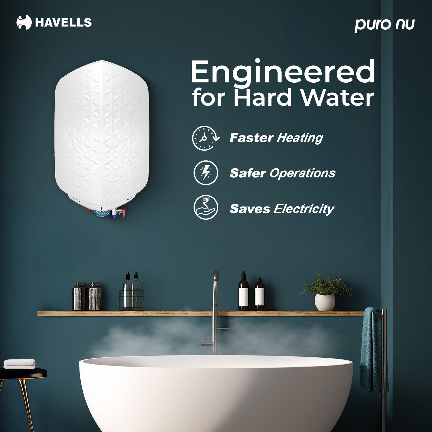Image of HAVELLS Puro Nu 25 25 L Storage Water Geyser