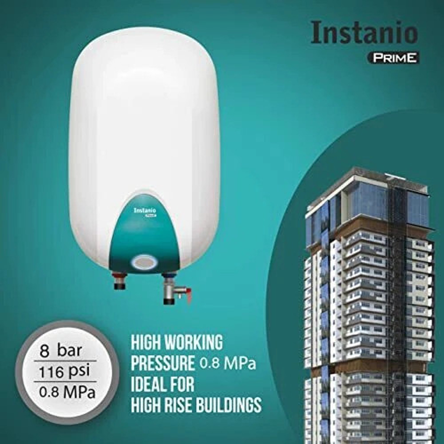 Image of HAVELLS Instanio Prime 25 L Storage Water Geyser | 4 Star BEE Energy Rating | Glassline Tanked