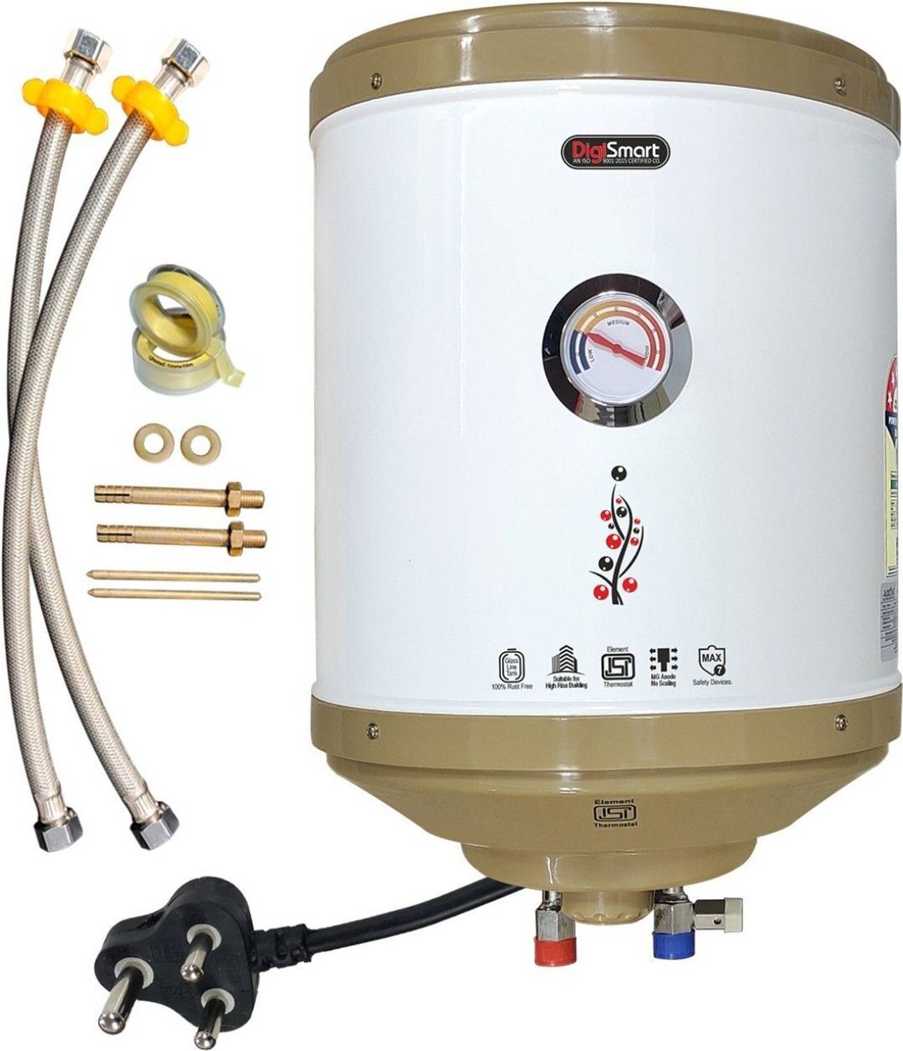 DIGISMART 25 L Storage Water Geyser (glassline, White & Gold) (Wh