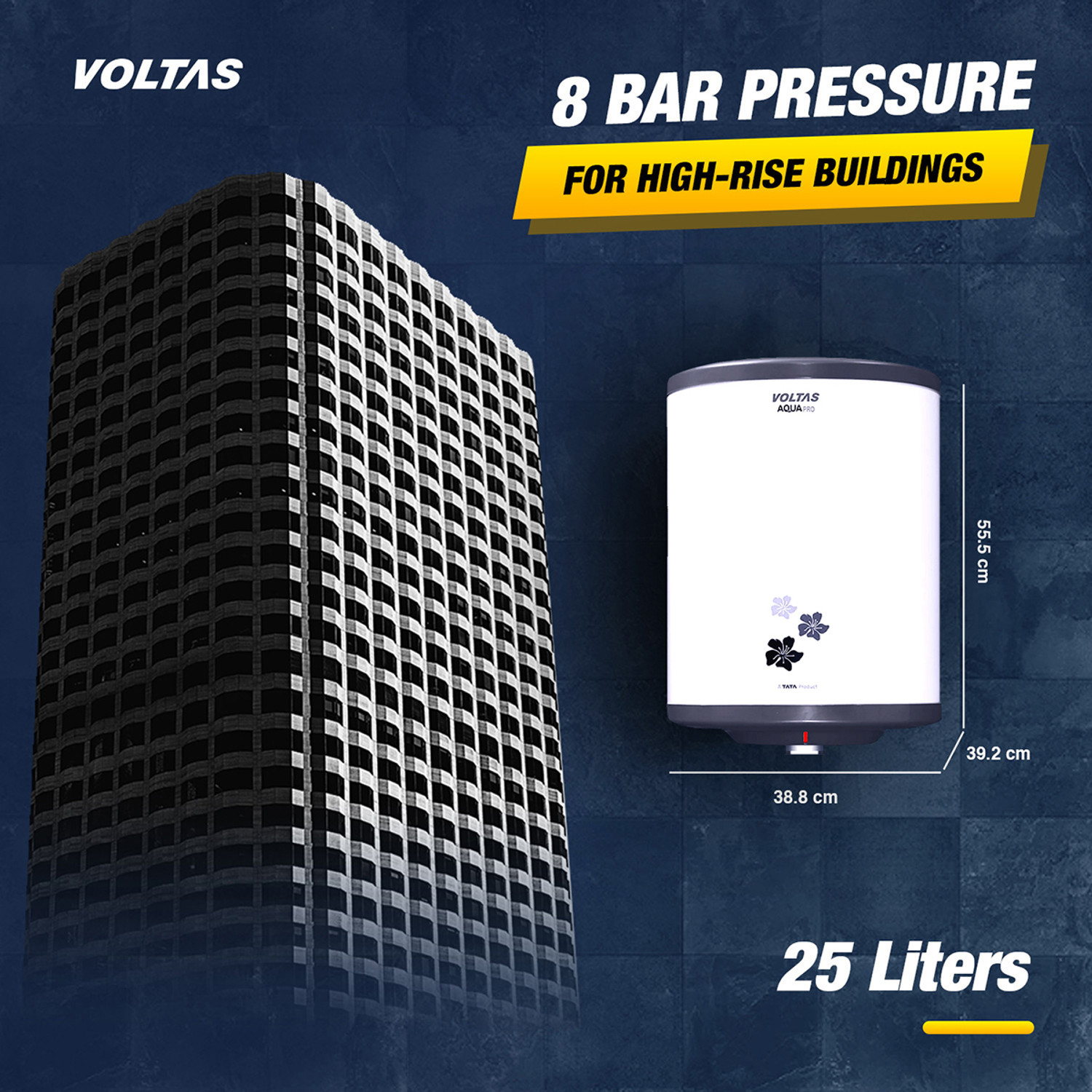 Image of Voltas AquaPro 25 L Storage Water Geyser | Free Pipes and Free Installation