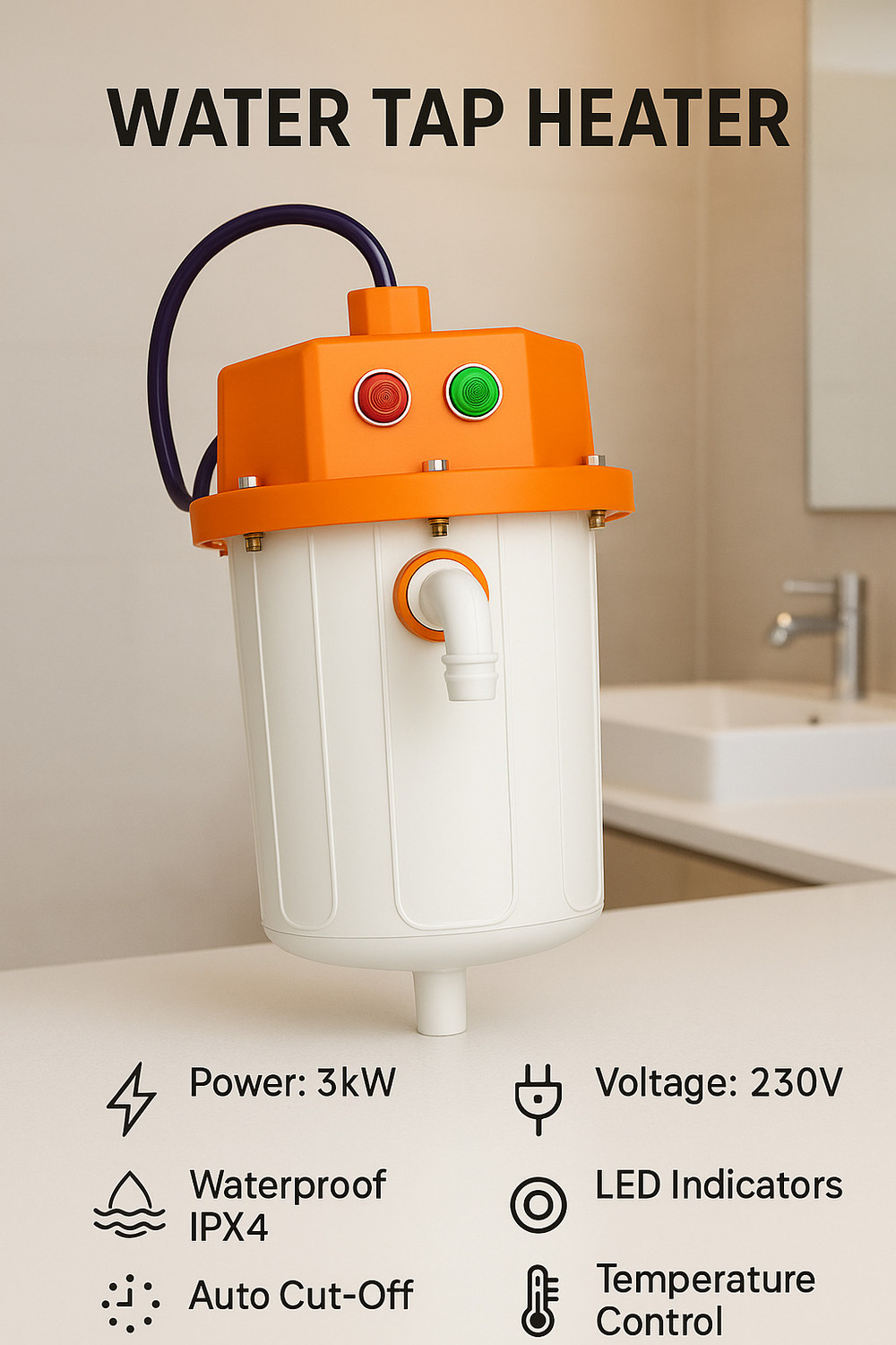 Image of ZESTRUM Instant Water Tap Heater 1 L Instant Water Geyser