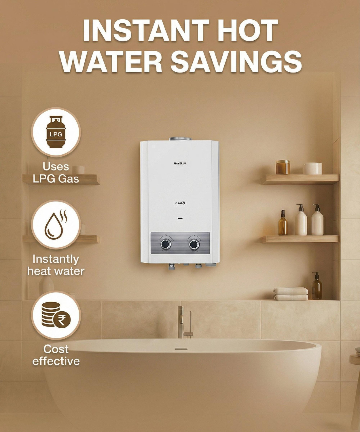 Image of HAVELLS flagro 5.5 L Gas Water Geyser