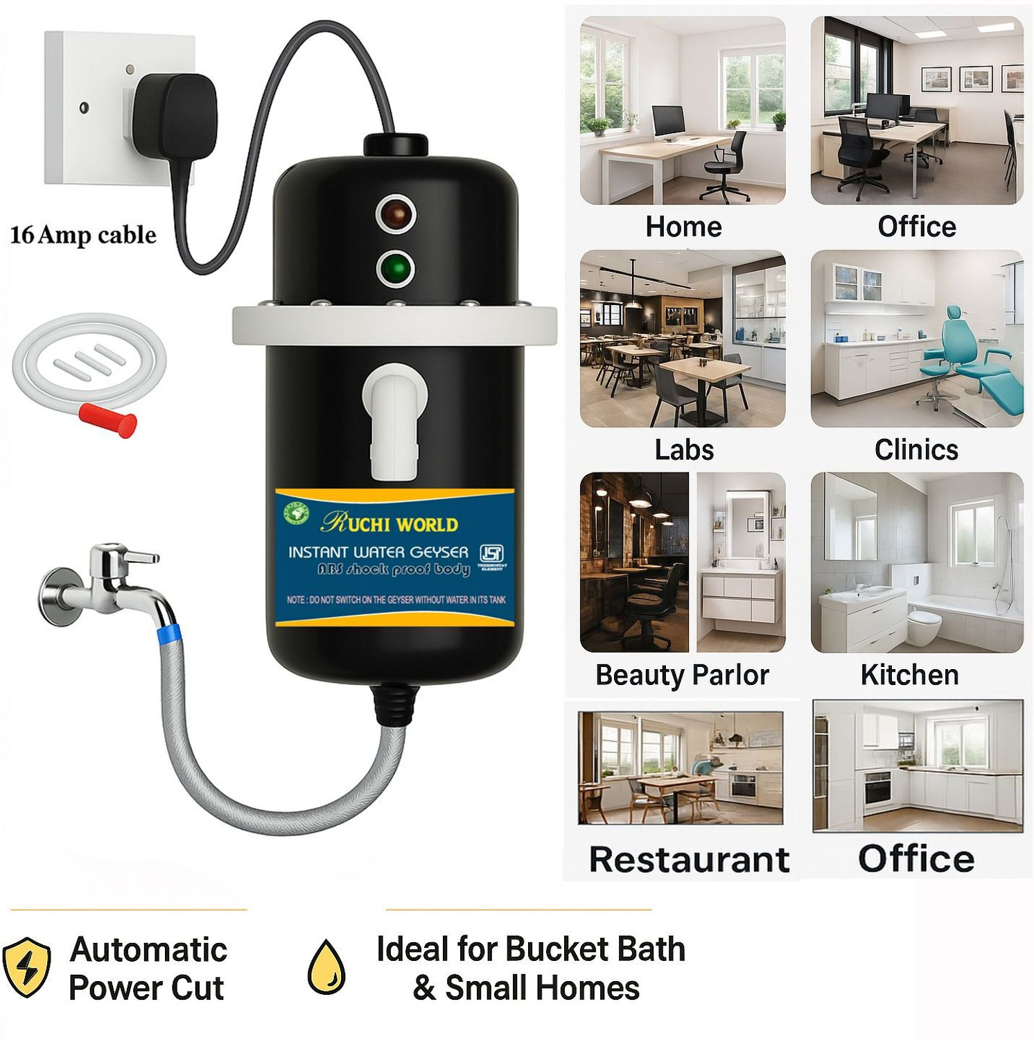 Image of Ruchi World bio geyser 1 L Instant Water Geyser