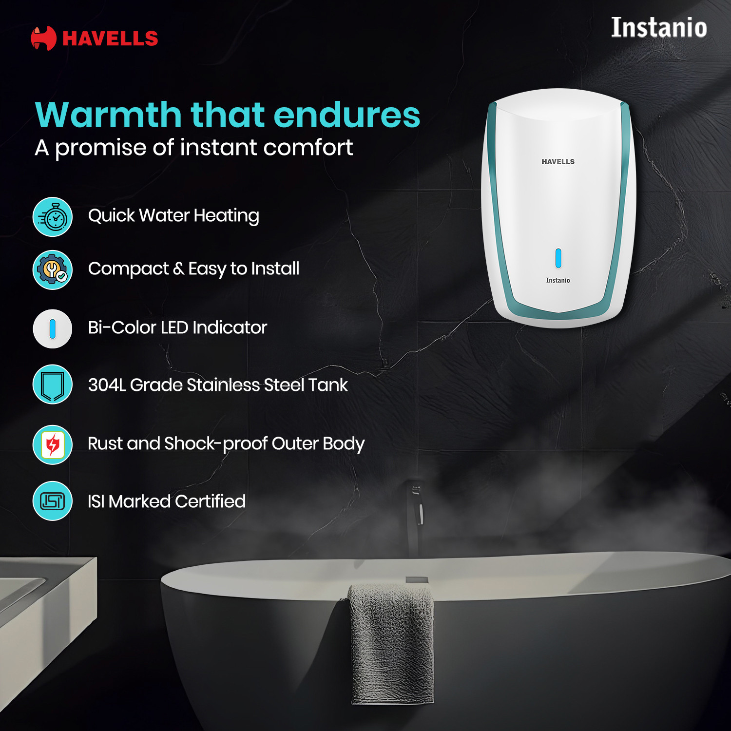 Image of HAVELLS Instanio 3 L Instant Water Geyser