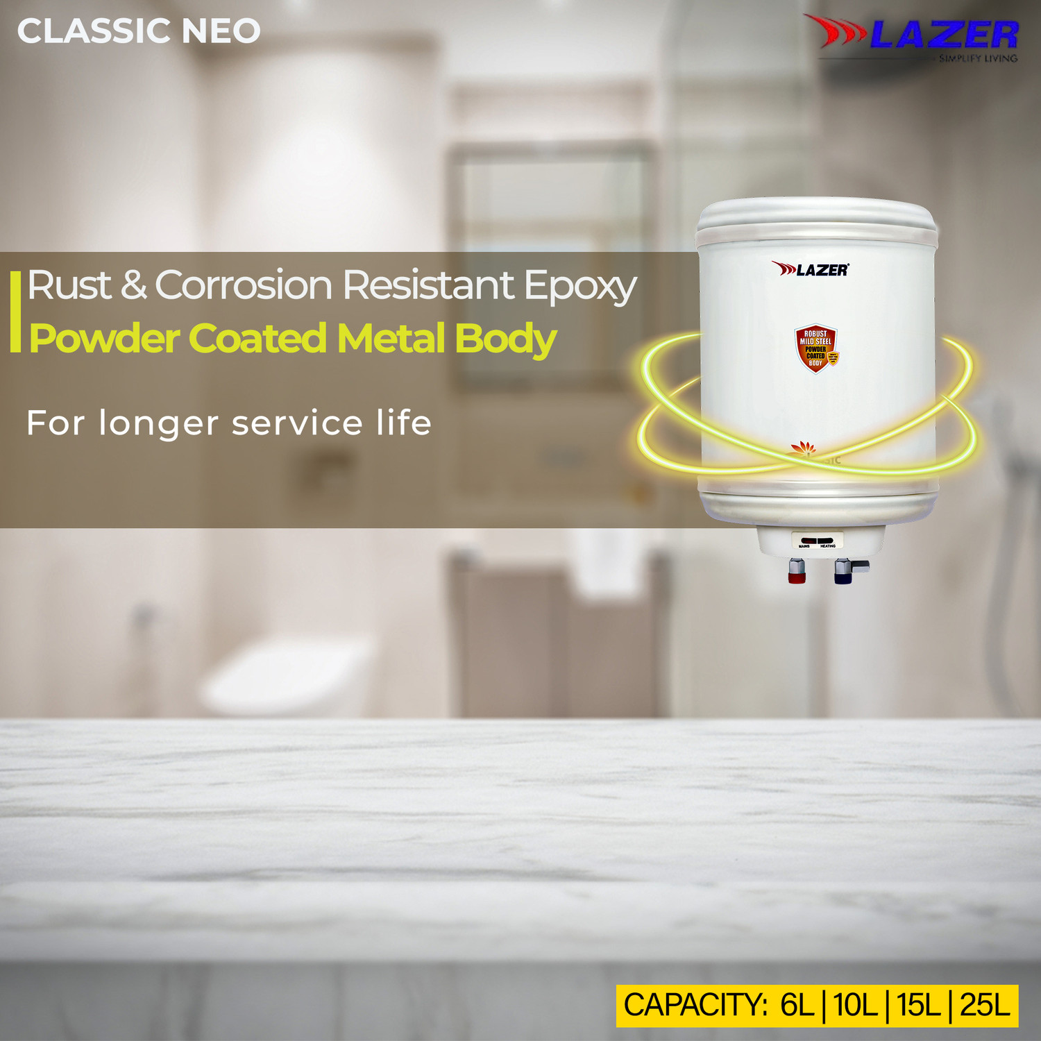 Image of Lazer CLASSIC NEO 25 L Storage Water Geyser
