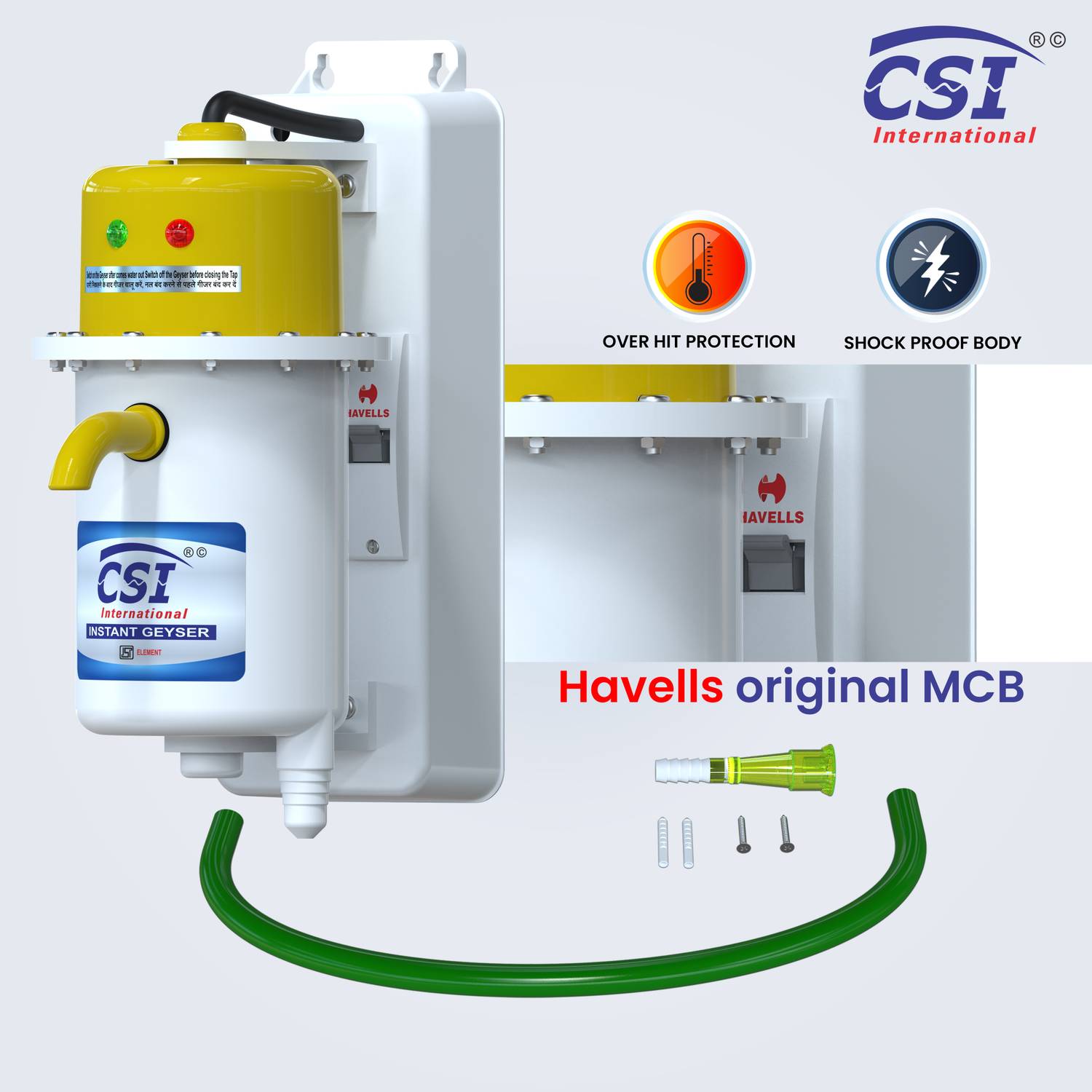 CSI INTERNATIONAL 1L INSTANT WATER PORTABLE HEATER GEYSER SHOCK PROOF PLASTIC BODY WITH INSTALLATION KIT 1 YEAR WARRANTY 1 L Instant Water Geyser