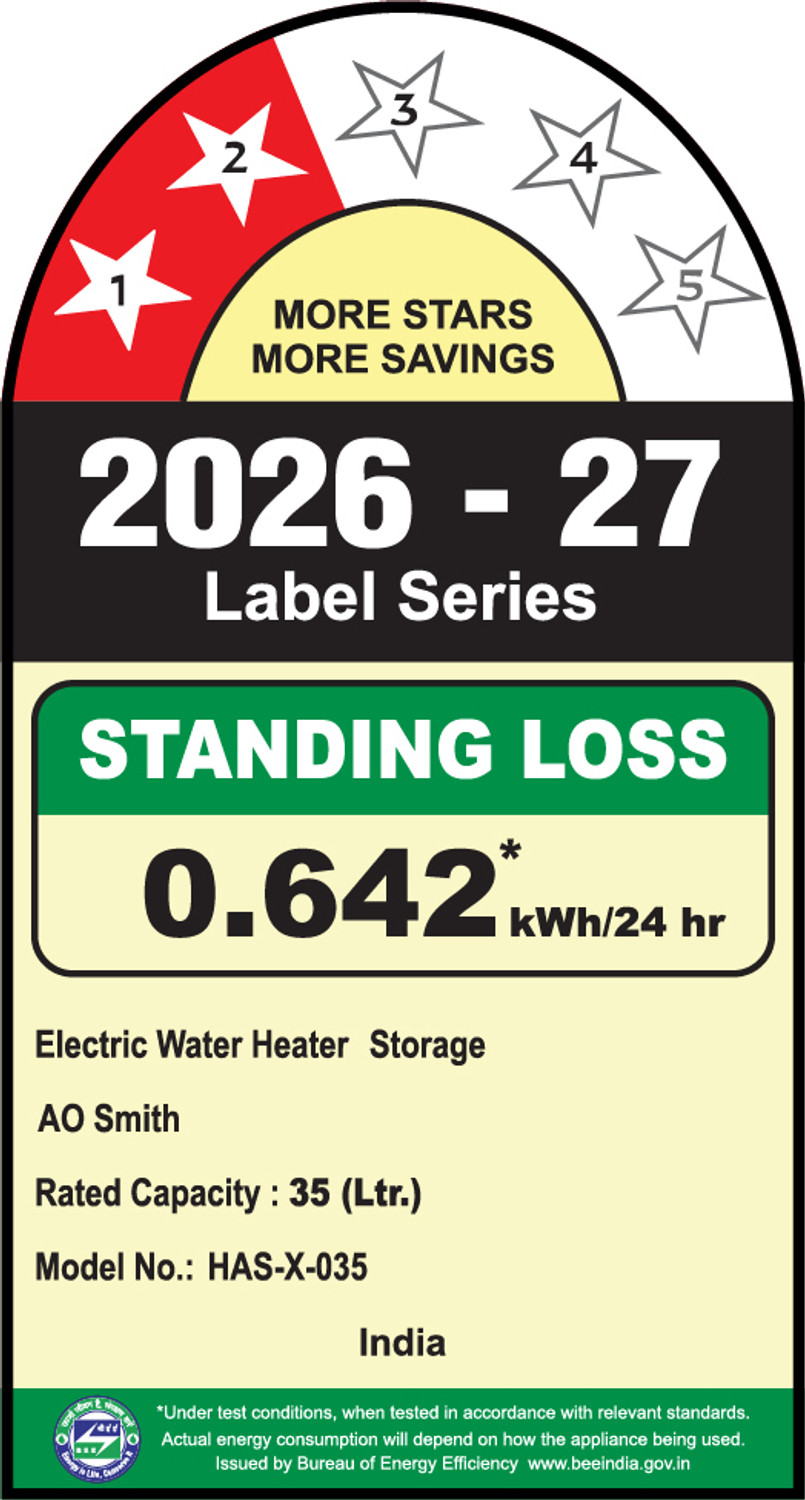 Image of AO Smith HAS-X-035 35 L Storage Water Geyser RHS�| Blue Diamond Glass Lined Tank & Element |Robust Metal Body |Free Intallation & Hose Pipe